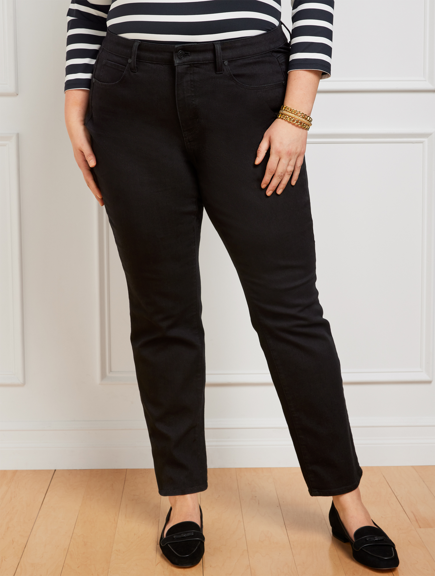 Talbots Plus Size High-waist Straight-leg Jeans - Black - Curvy Fit - 16