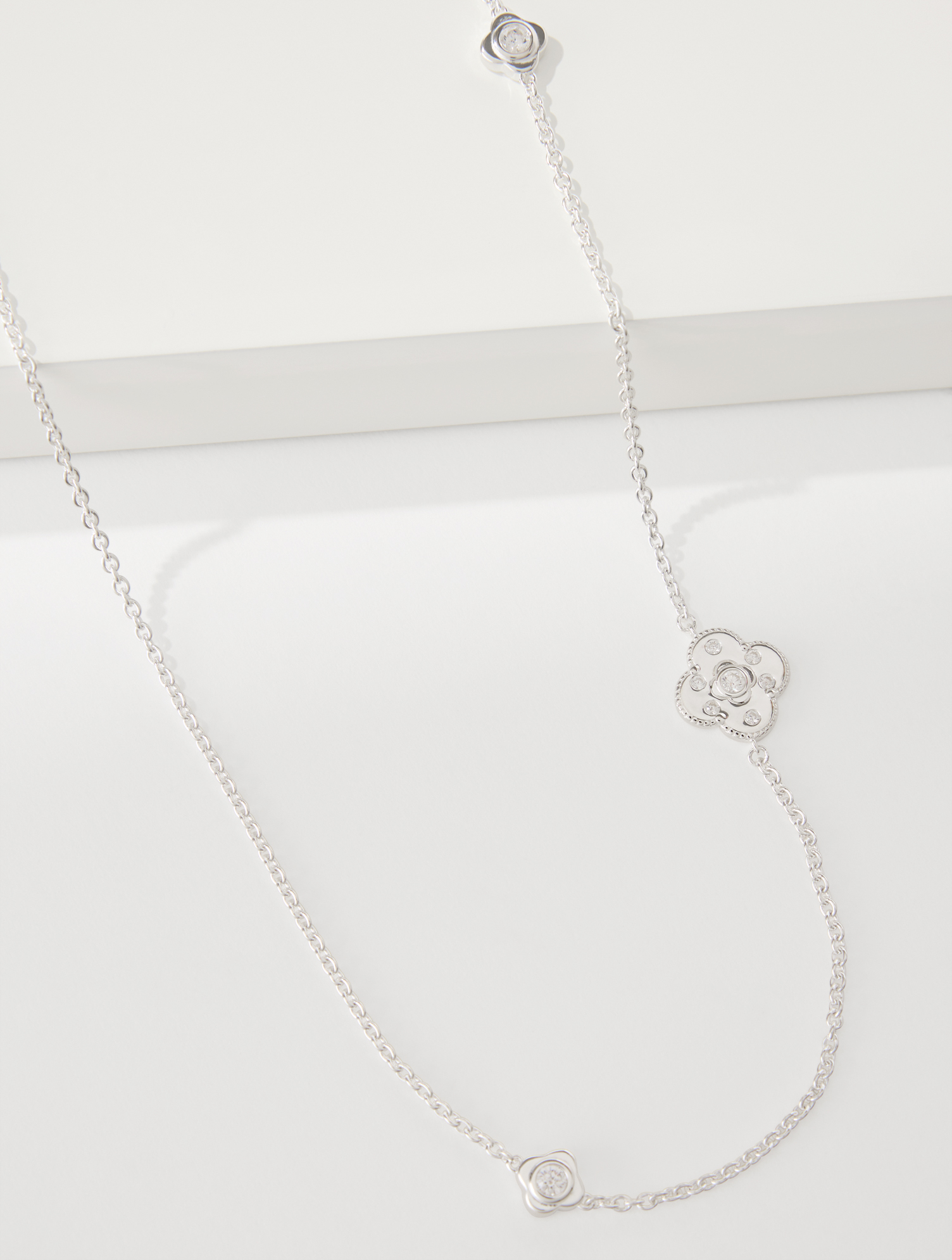 Sterling Silver Lustre Clover Necklace