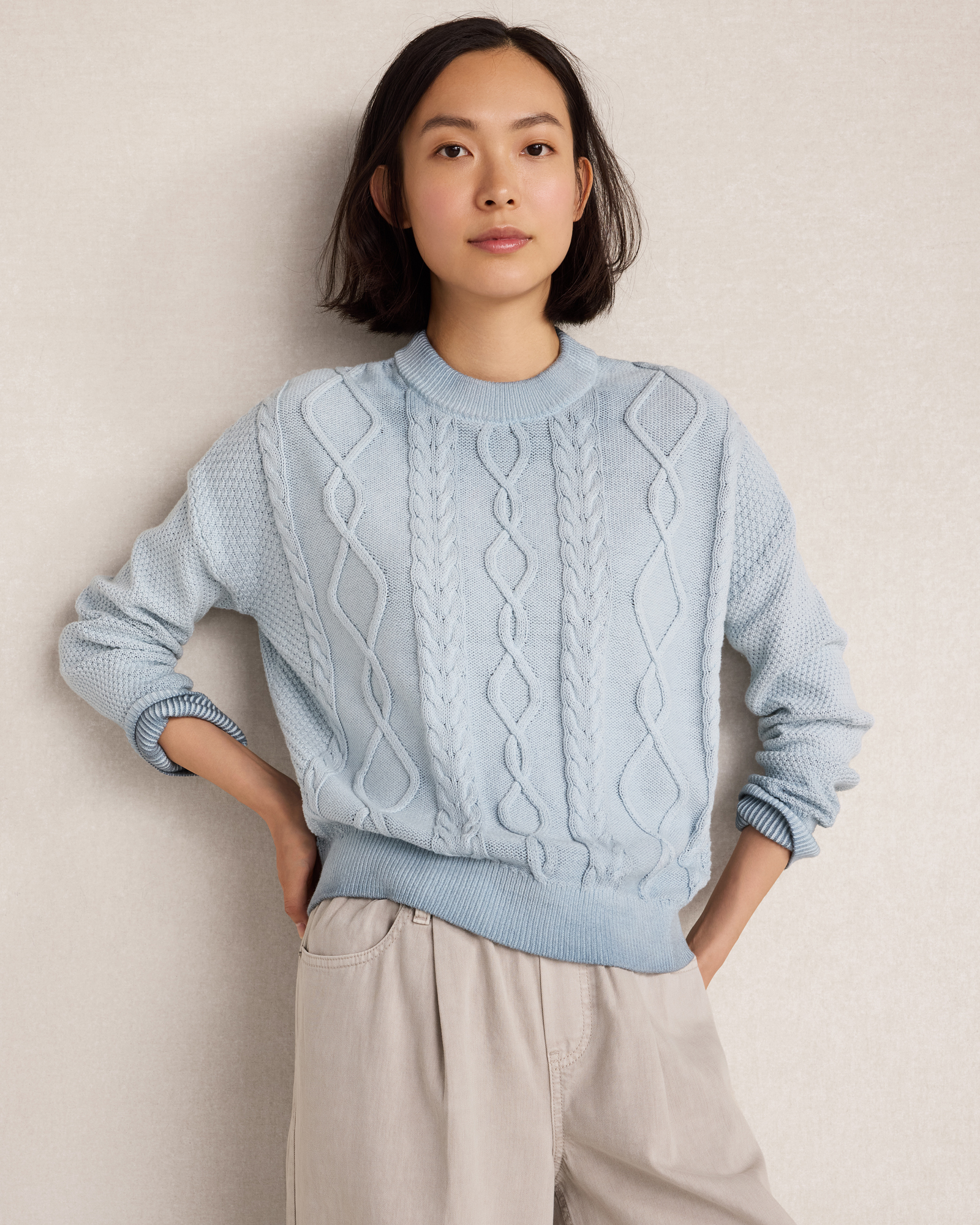 Cotton Cable Knit Gradient Dye Sweater | Haven Well Within