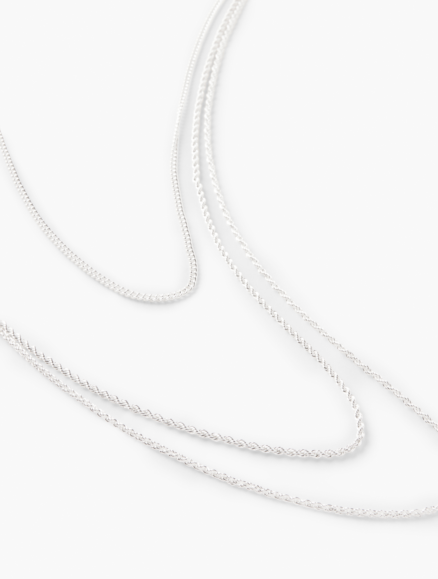 Talbots Layered Chain Necklace - Shiny Silver - 001