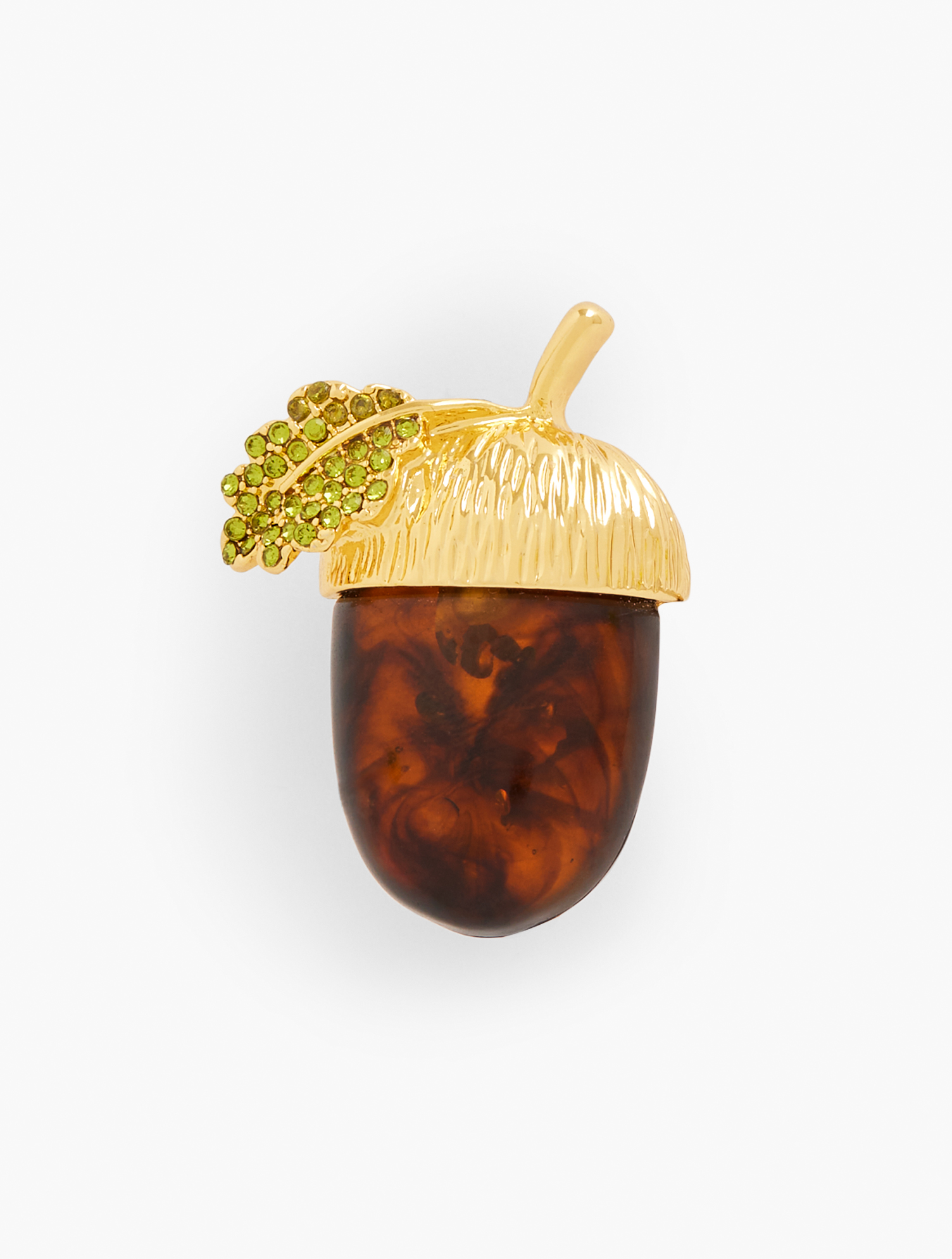 Talbots Acorn Branch Brooch | Liberty Center Talbots Gold-Tone Amber Crystal Acorn Brooch main image 2
