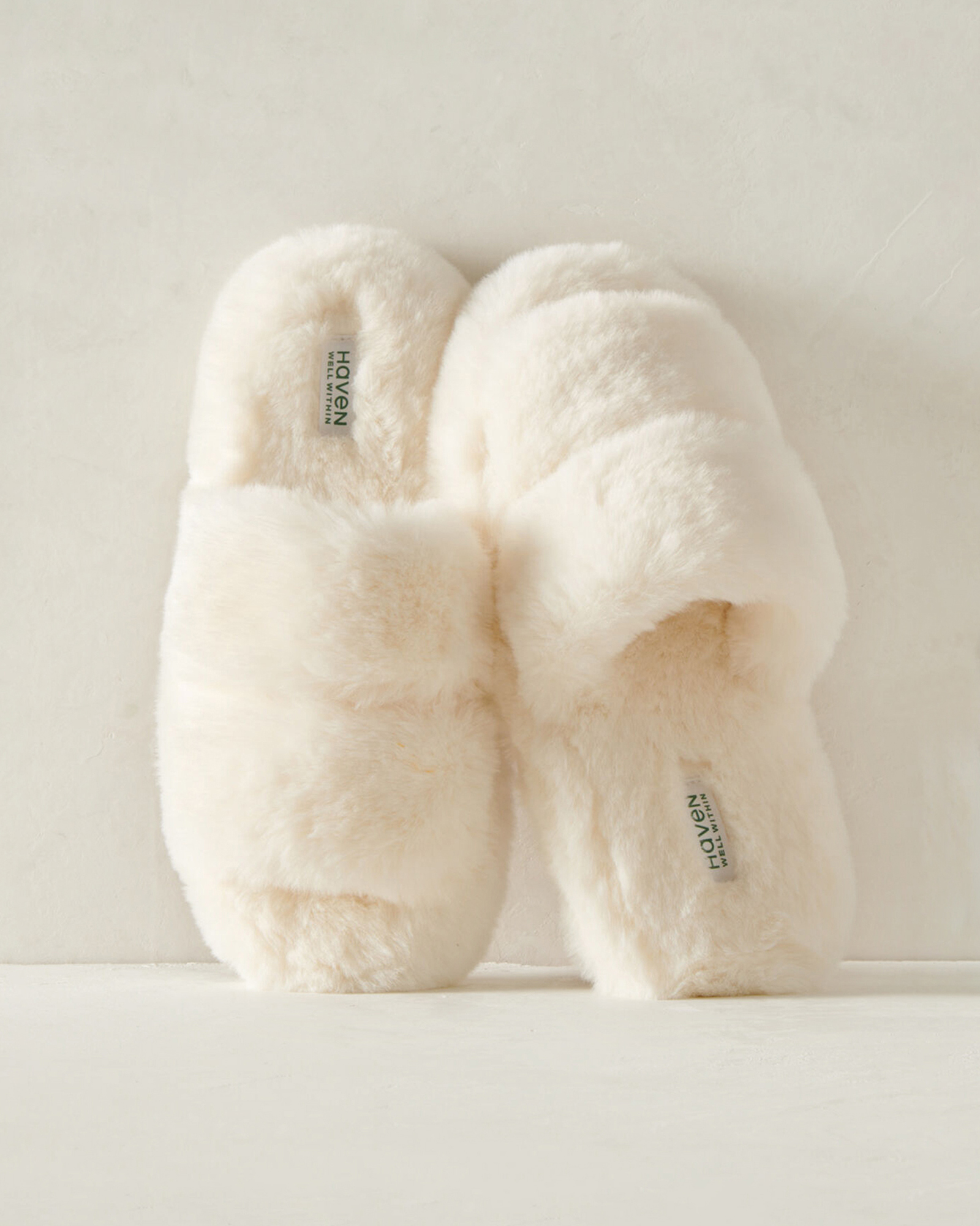 Talbots Faux Fur Banded Slippers - Winter White - 6