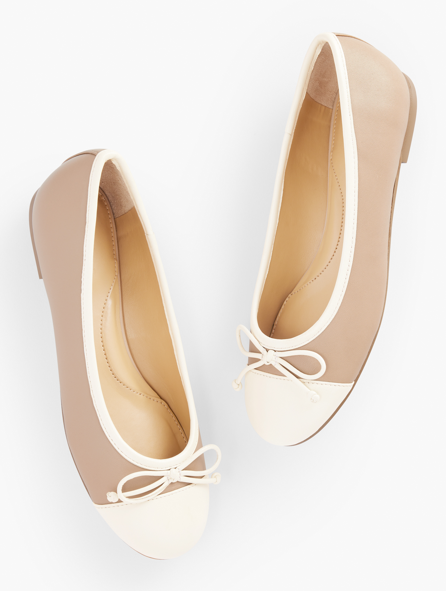 TALBOTS BLAIR CAP TOE SOFT NAPPA BALLET FLATS - RATTAN - 10 1/2 M TALBOTS