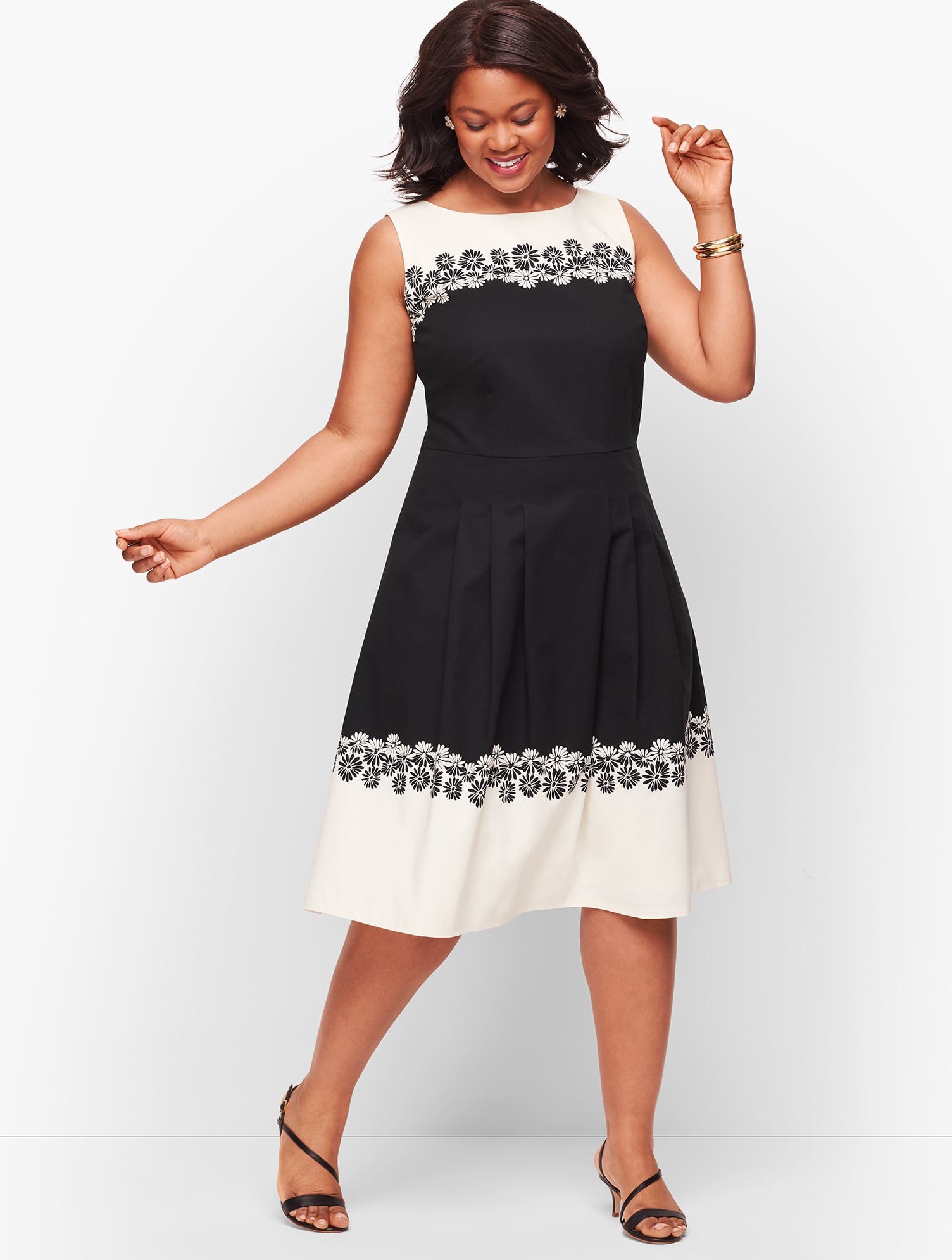 Sleeveless Floral Fit & Flare Dress | Talbots