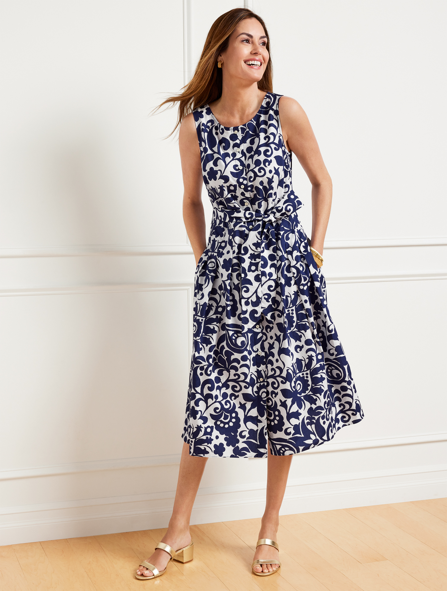 Poplin Fit & Flare Dress - Jacobean | Talbots