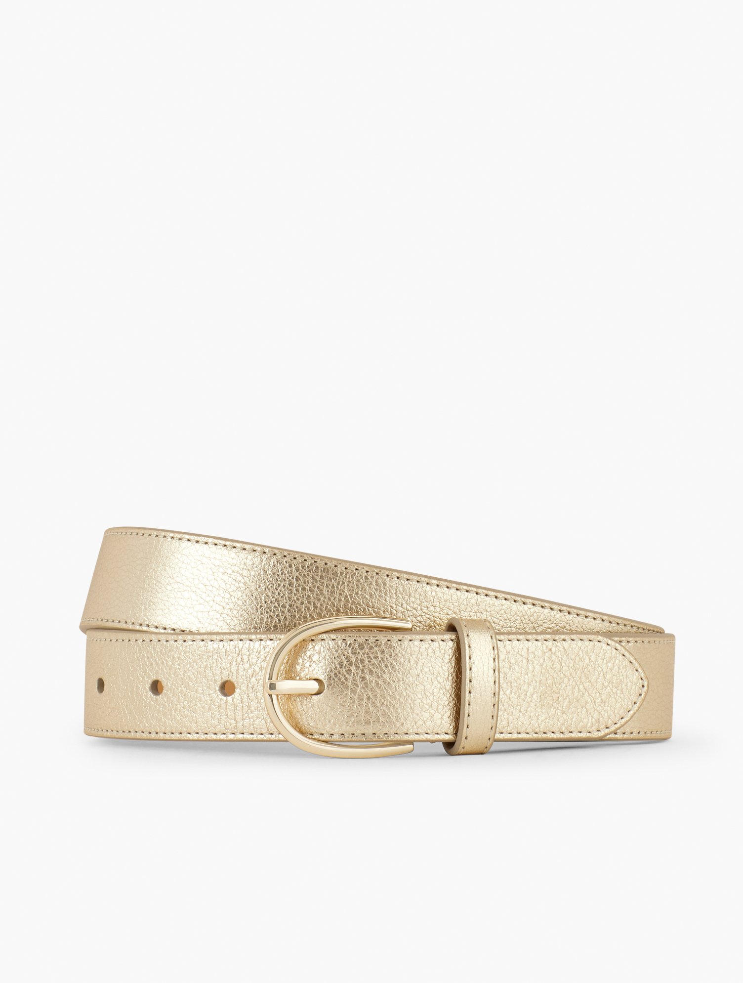 Talbots Metallic Leather Belt - Gold - Xs