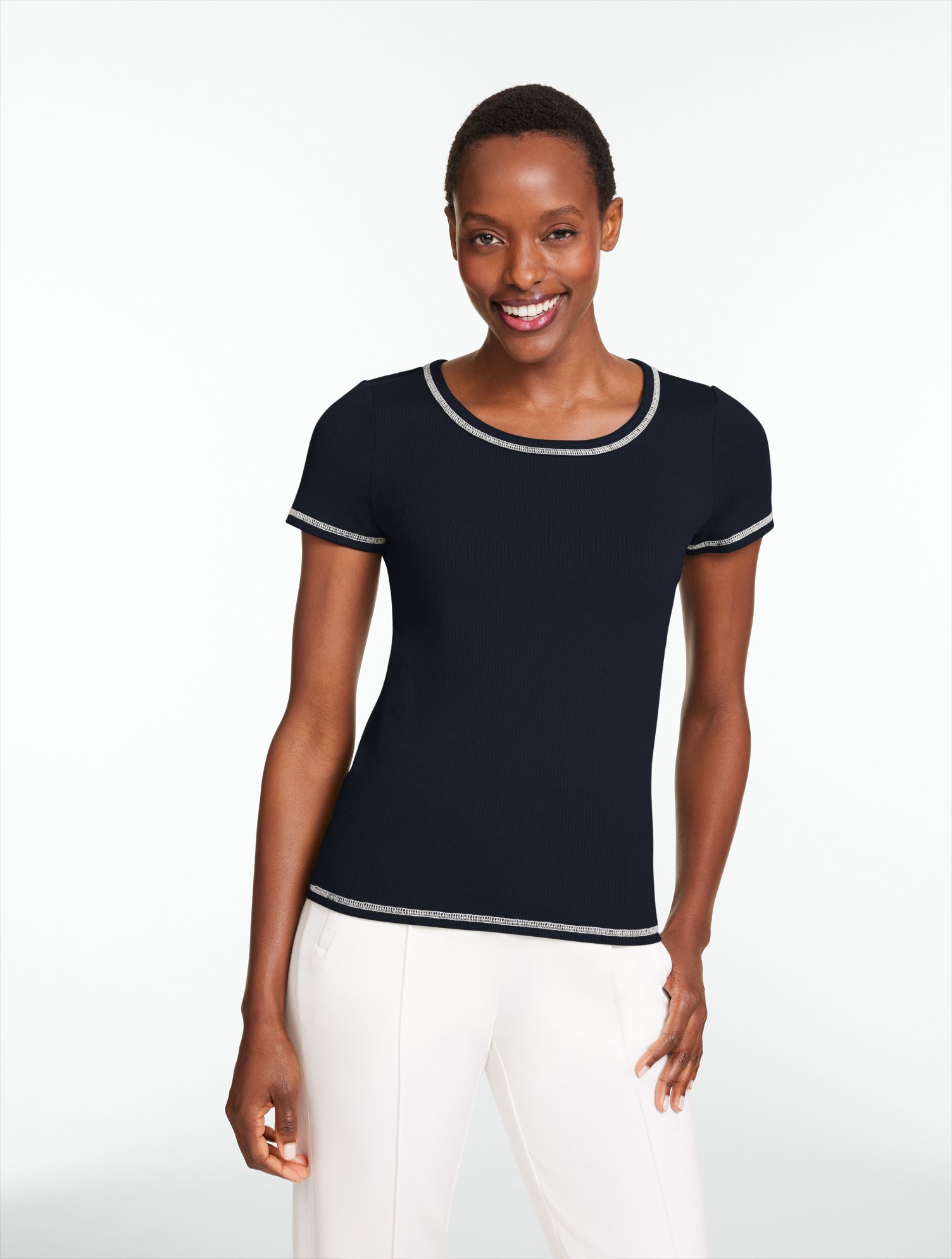 Ribbed Short Sleeve Crewneck Tee