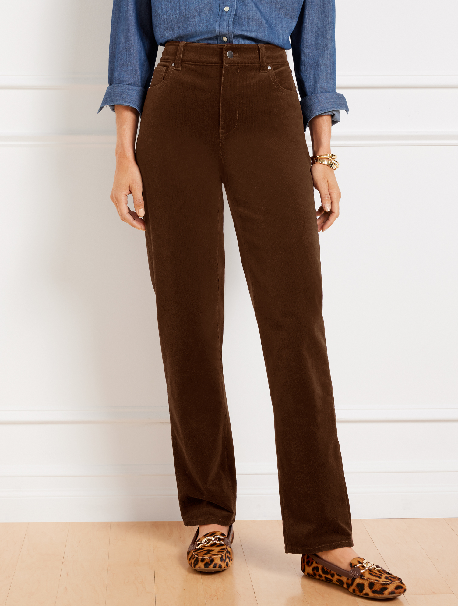Stretch Corduroy Relaxed Straight Leg Pants - Solids | Talbots