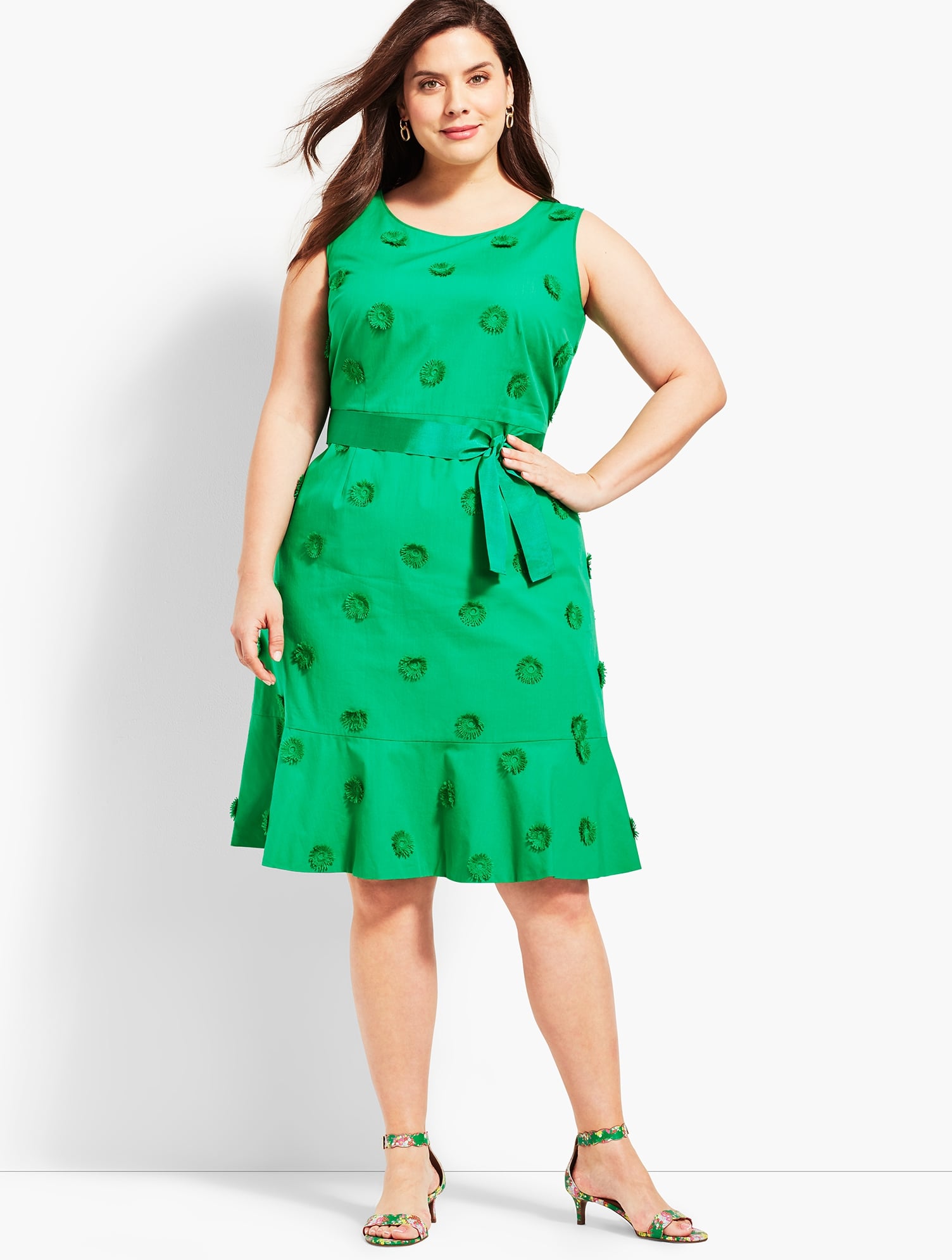 Flower Applique Fit-and-Flare Dress | Talbots