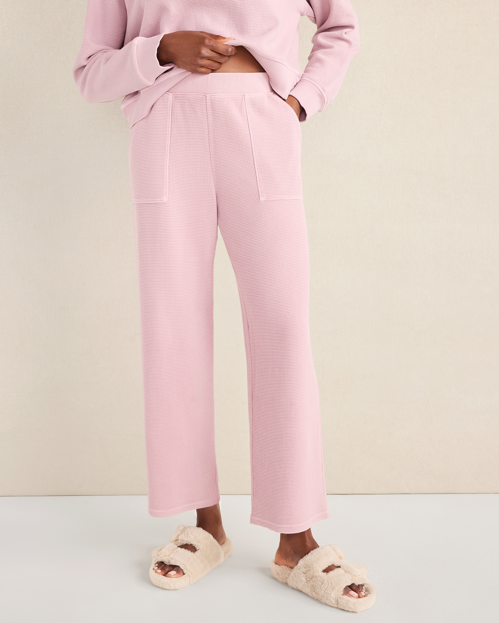 Organic Cotton Waffle Straight Leg Pants