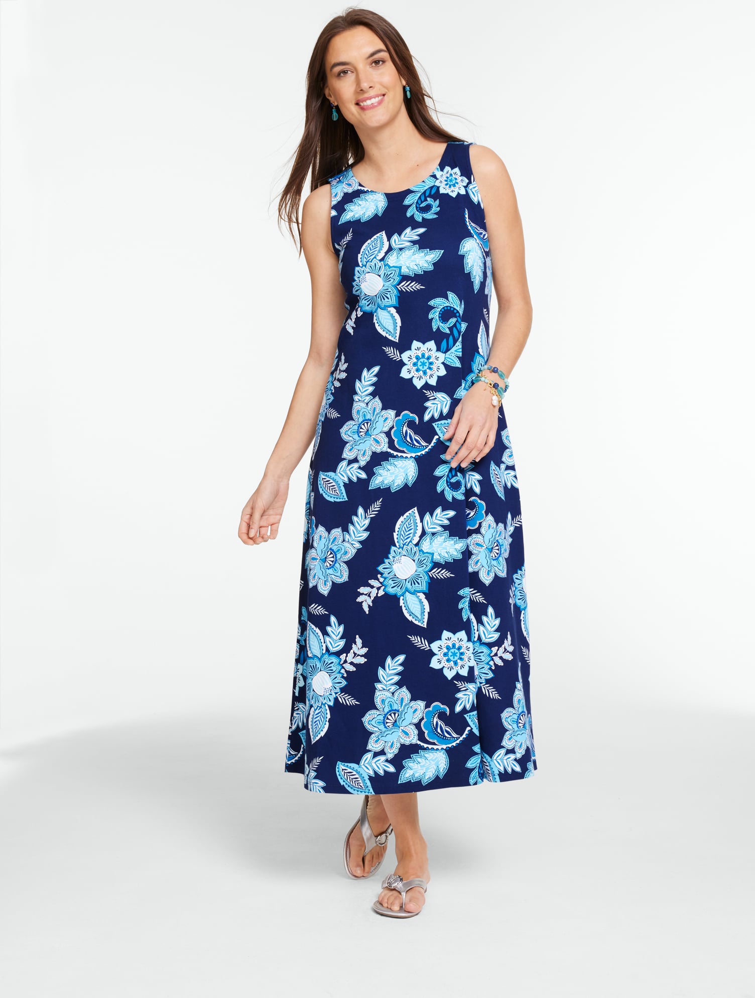 Sleeveless Jersey Maxi Dress - Lovely Blossoms | Talbots