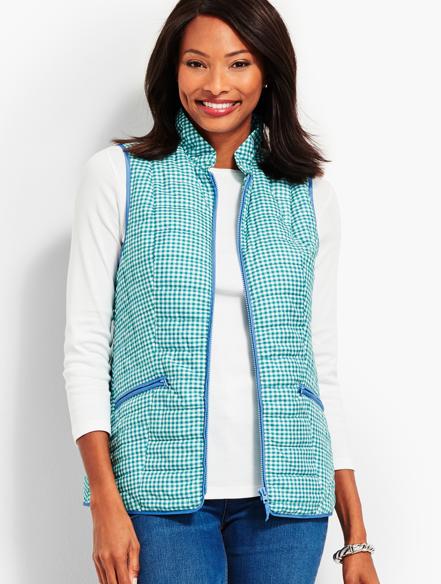 Quilted Gingham Vest | Talbots