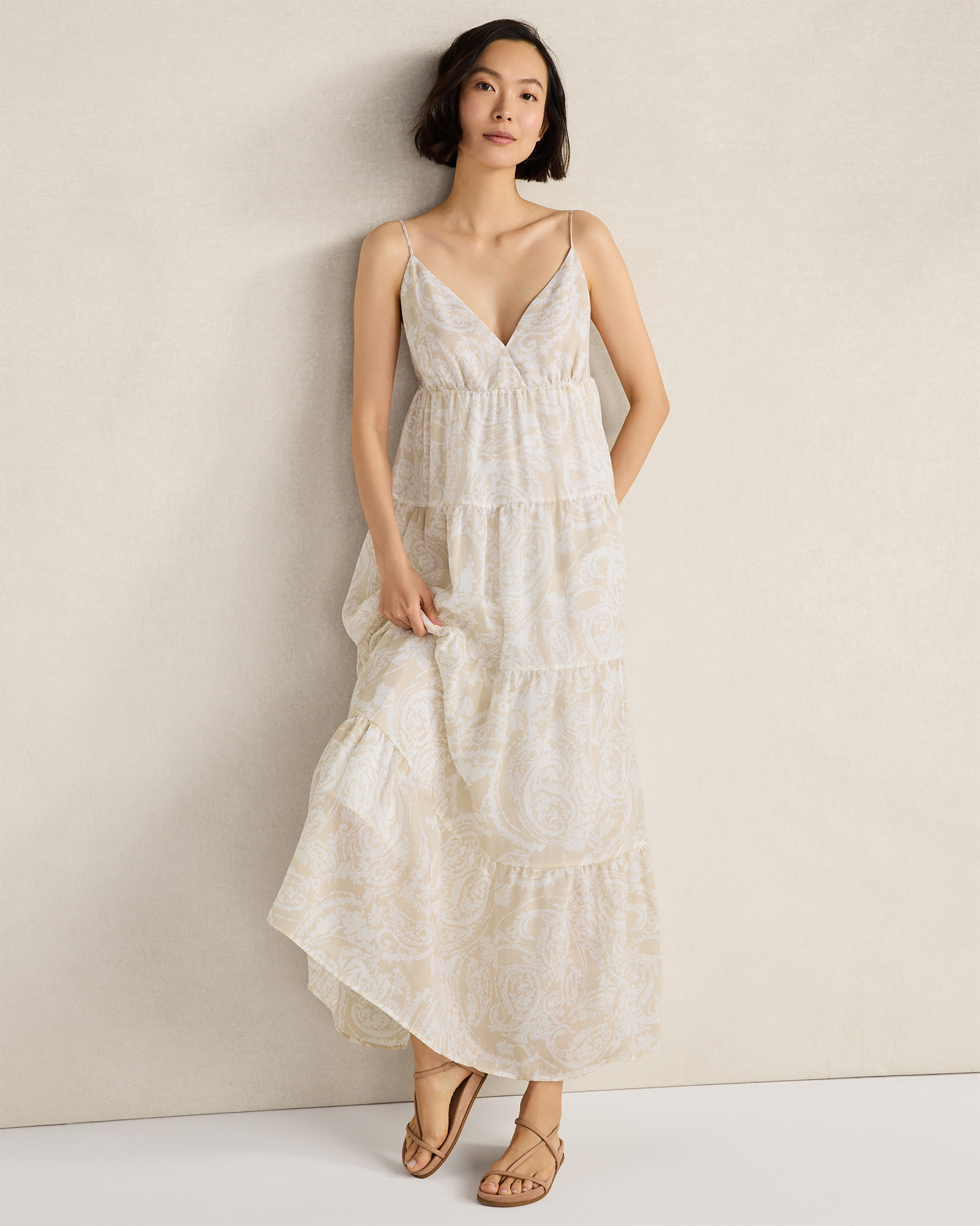 Ramie Blend Paisley Tiered Maxi Dress | Haven Well Within