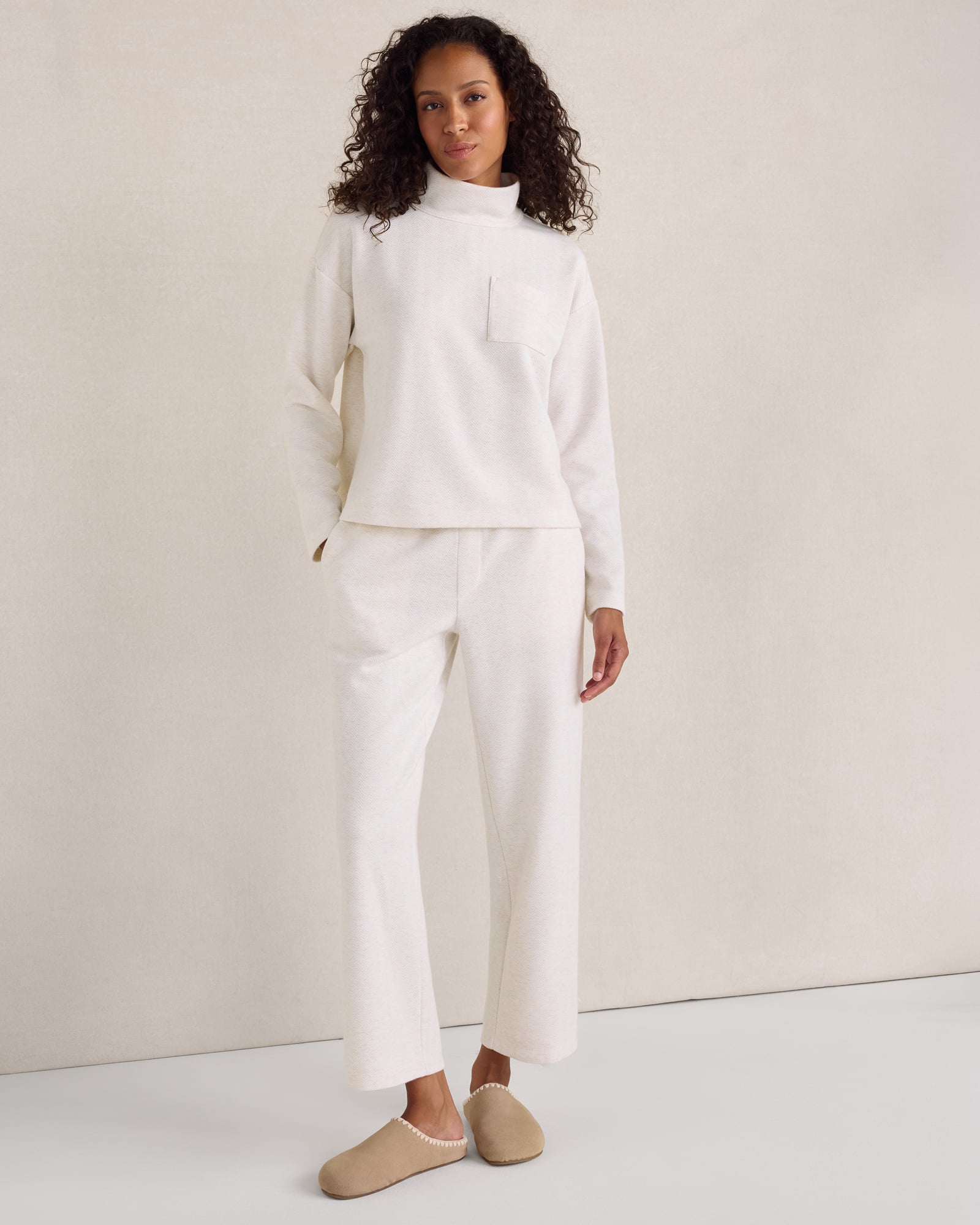 Herringbone Straight Leg Pants