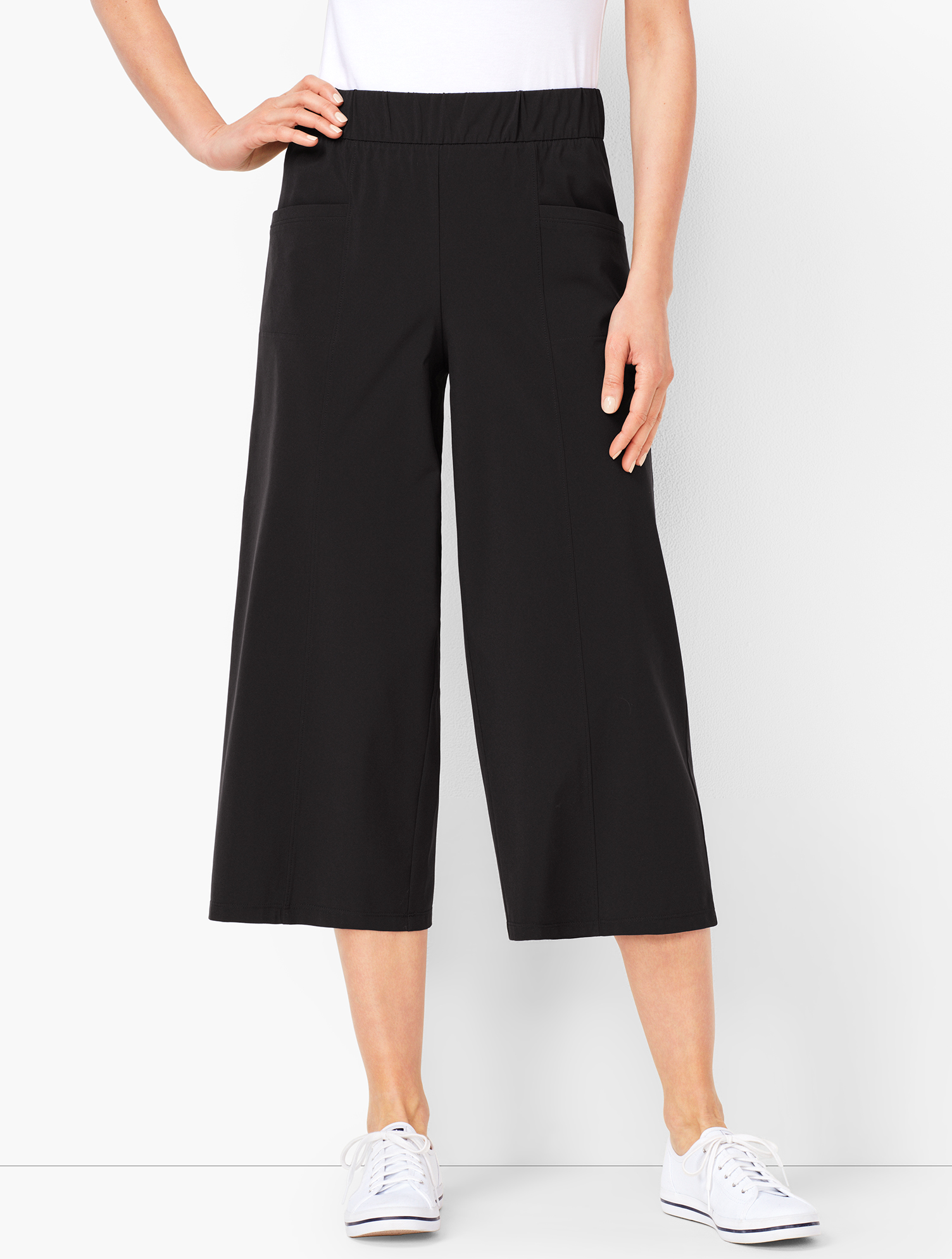 パンツ Yarmo] Buggy Culottes Pants Gihuo Women' s Culottes Linen Blend Wide Leg Pants Elastic