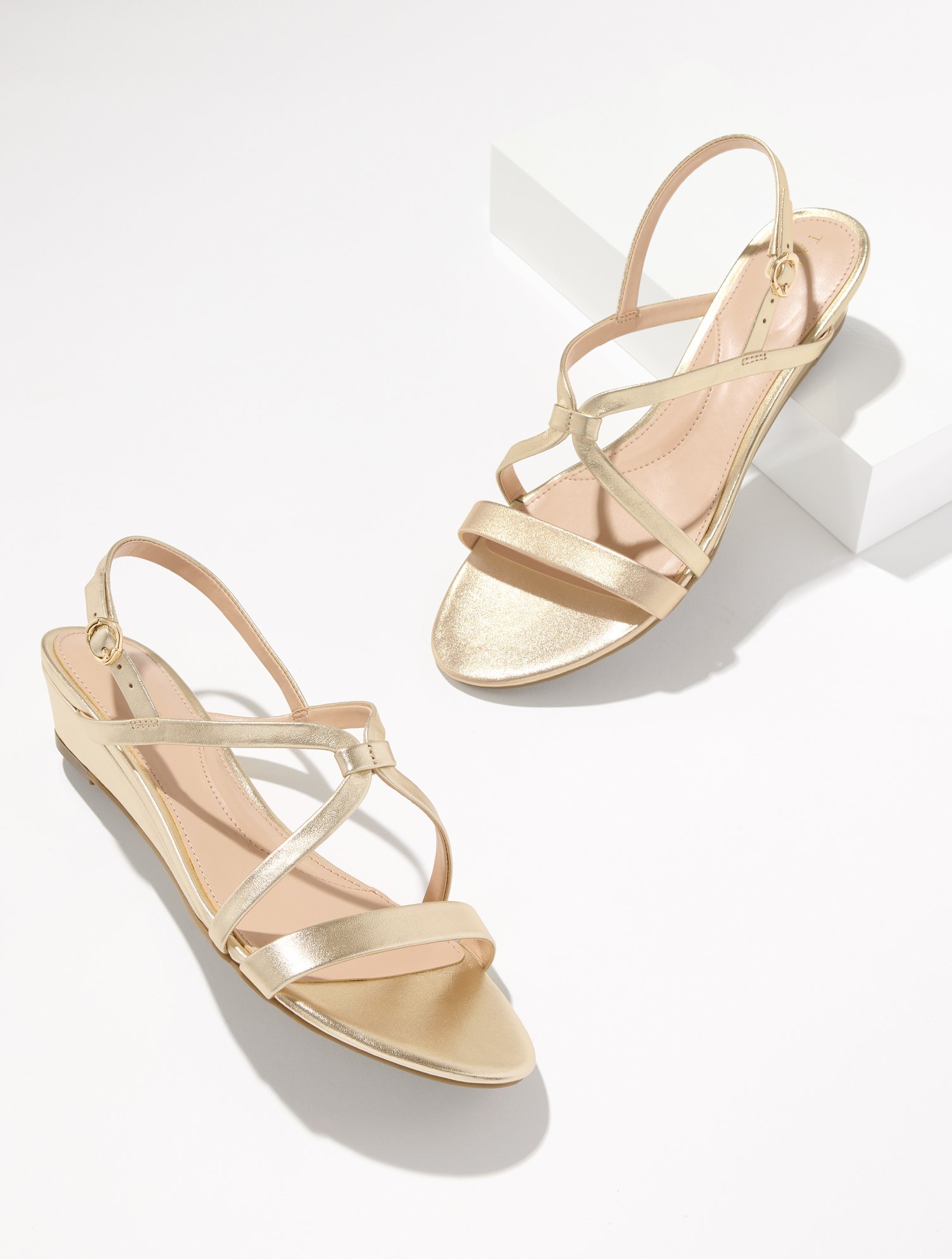 Capri Metallic Leather Wedge Sandals