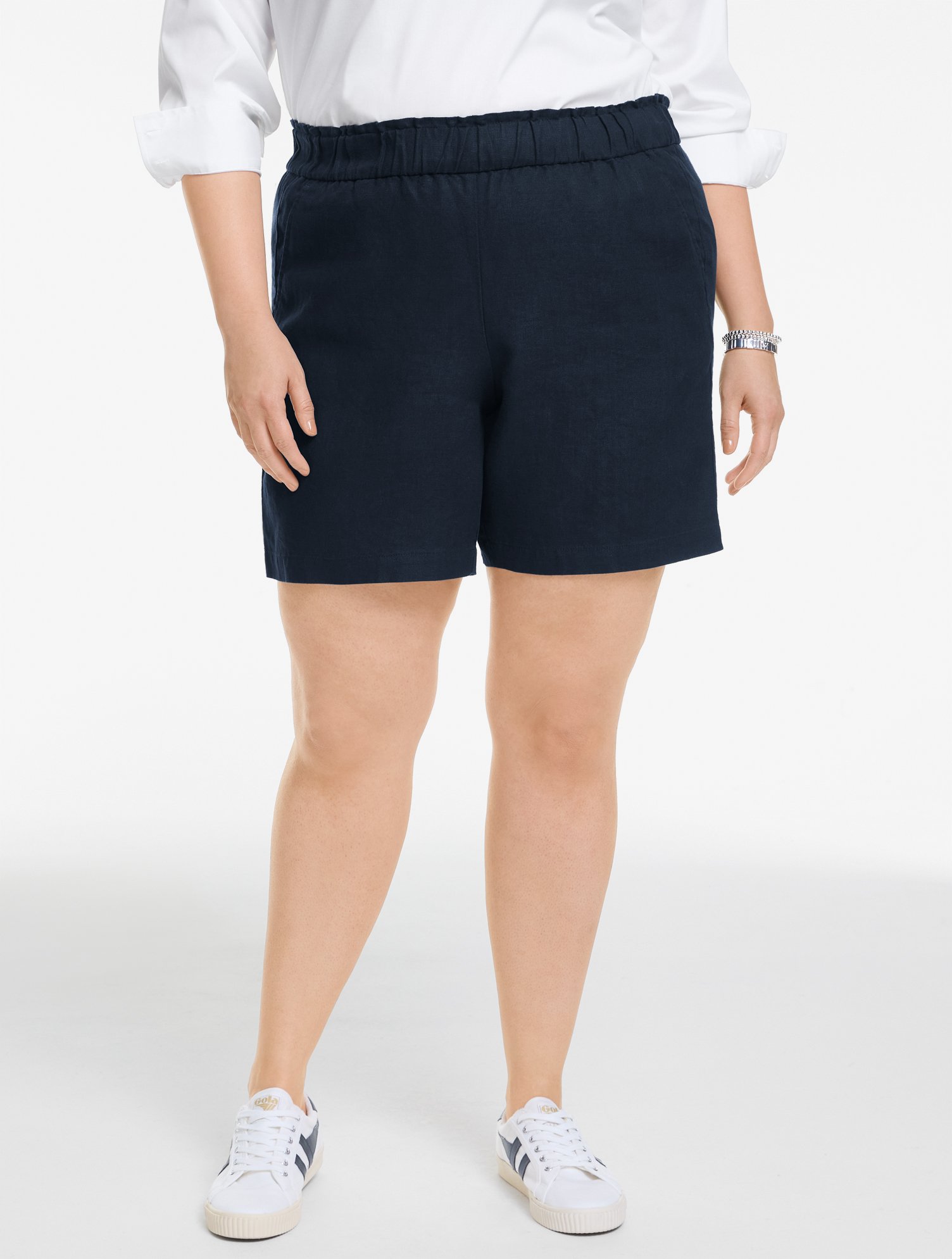 Washed Linen Pull-On Shorts