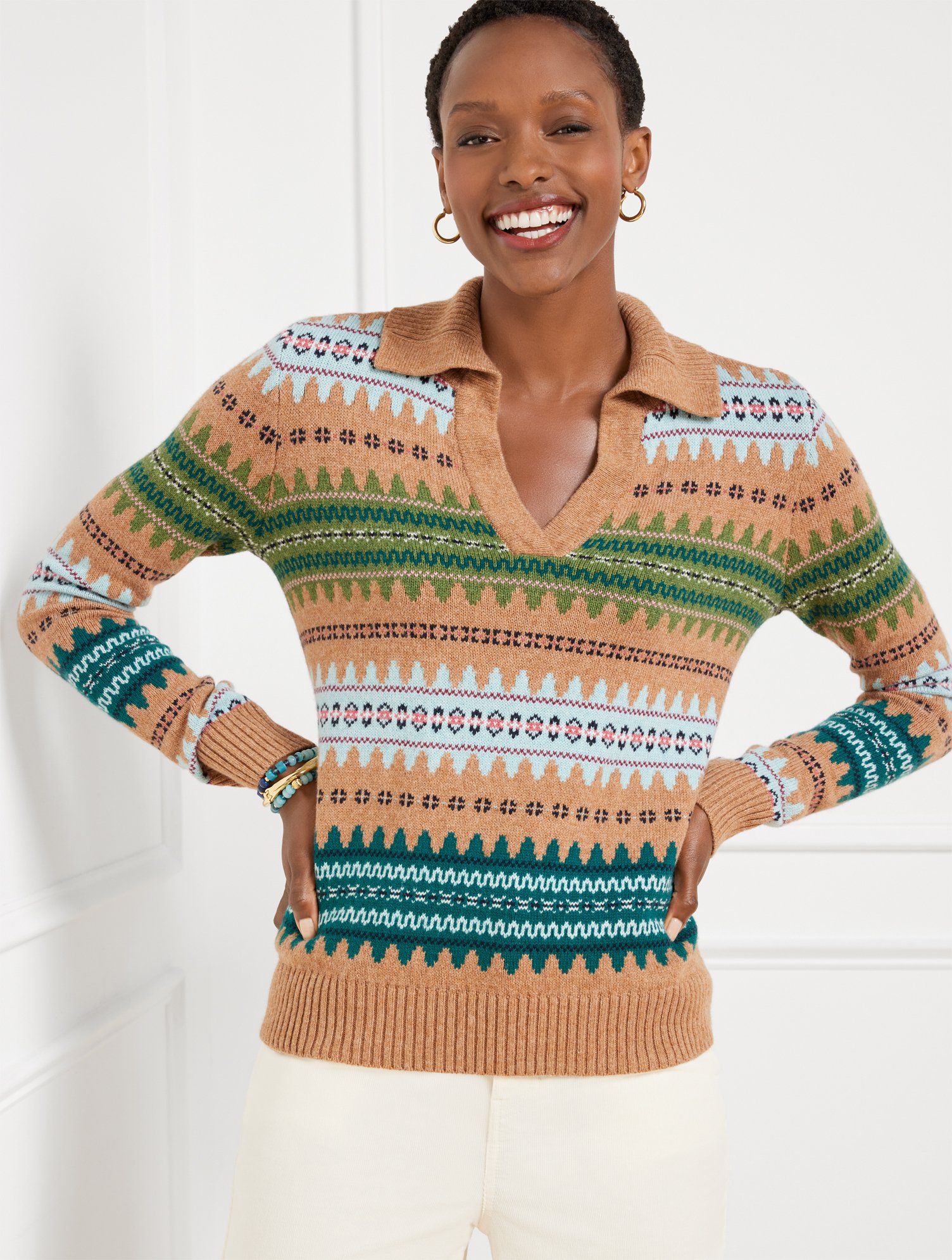 Open Stitch Sailor Collar Sweater - Stripe | Talbots