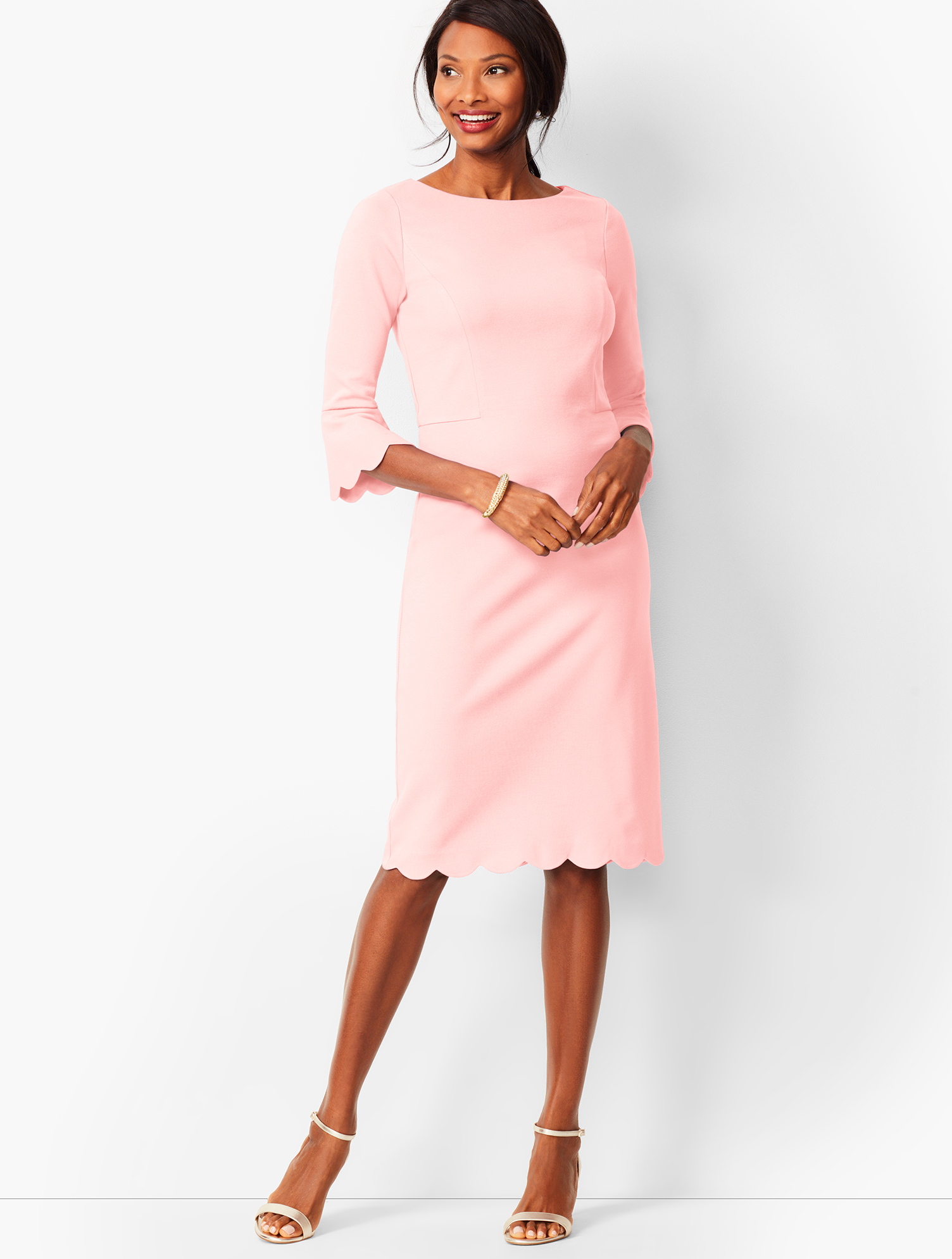 Refined Scallop-Edge Ponte Sheath Dress | Talbots