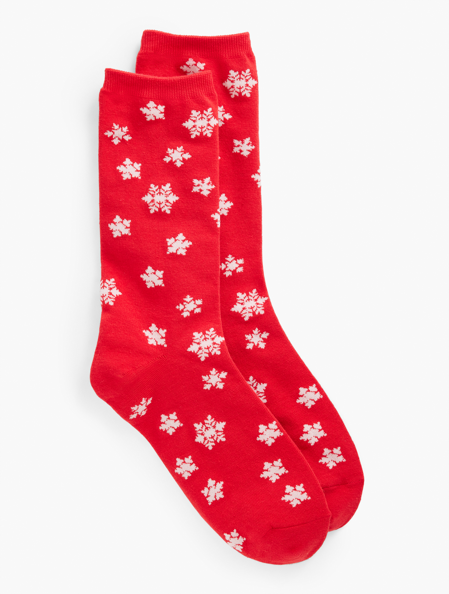 Talbots Falling Snowflakes Trouser Socks - Red - 001