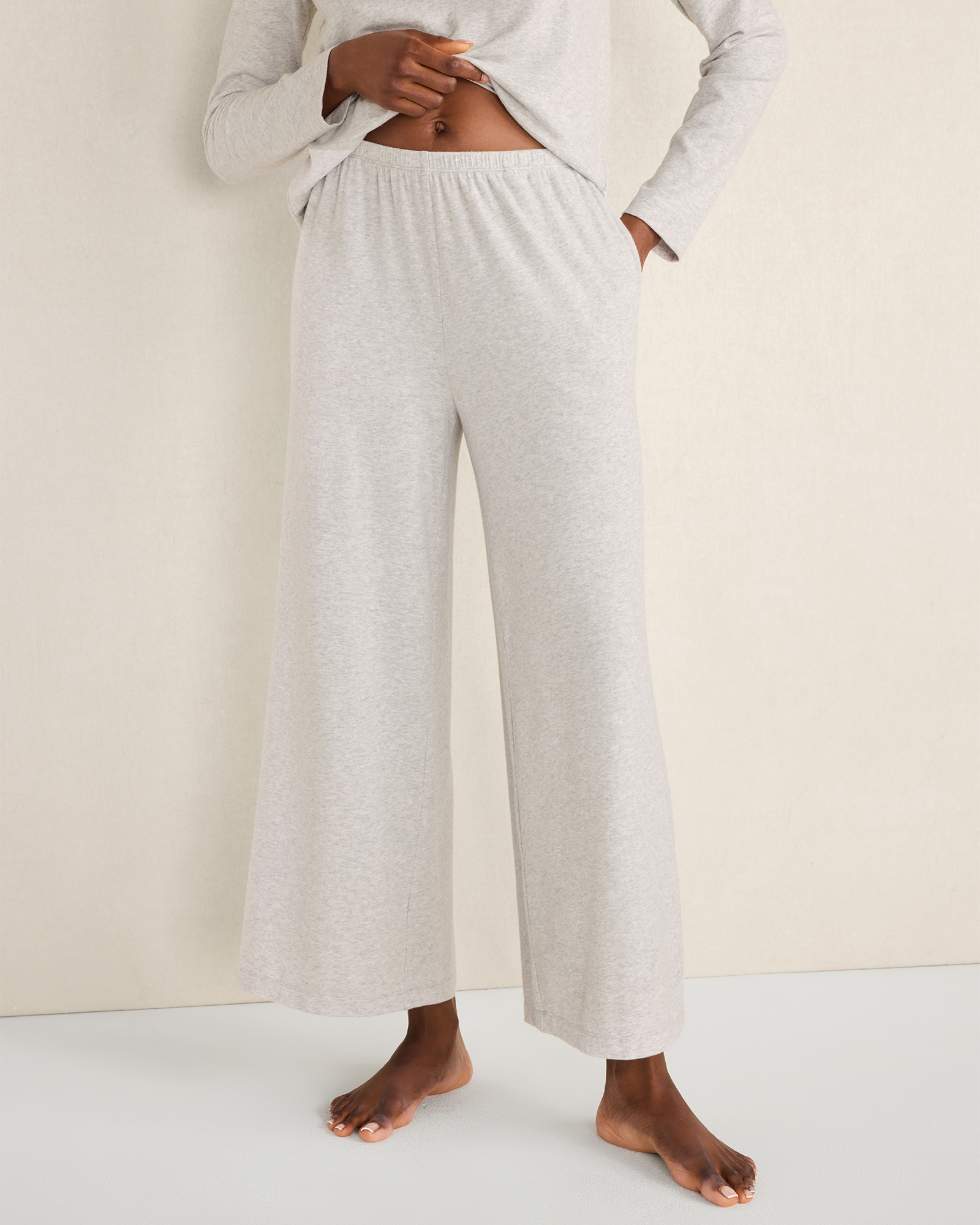 Cotton Modal Brushed Jersey Wide Leg Pants