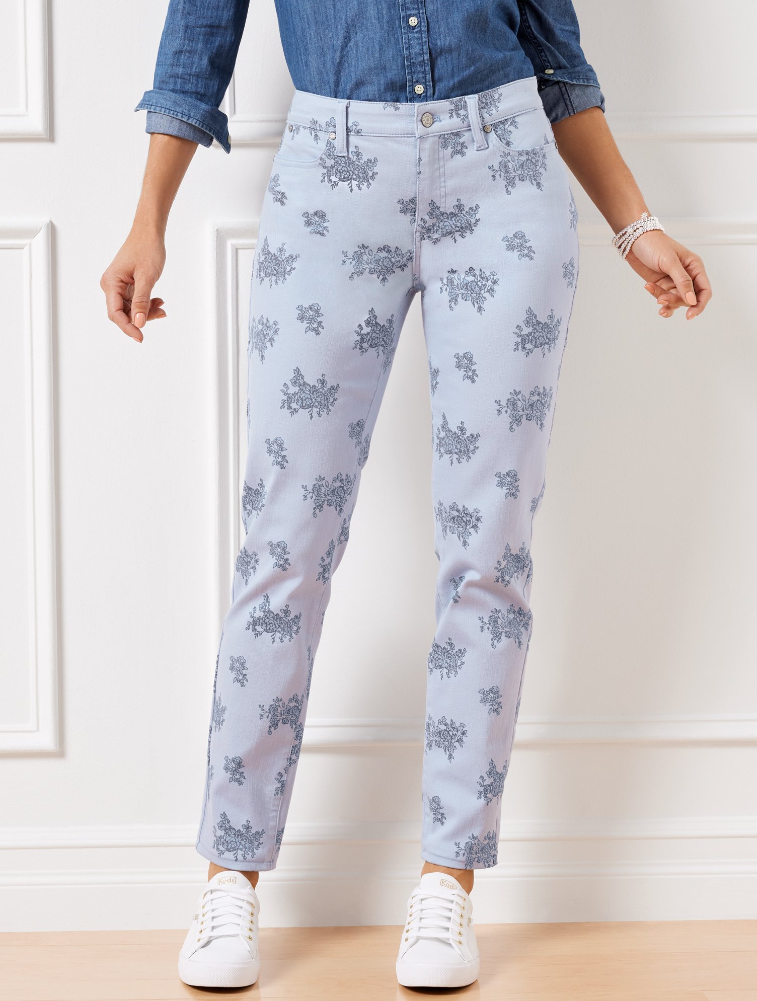 Slim Ankle Jeans Floral Bunches Curvy Fit Talbots