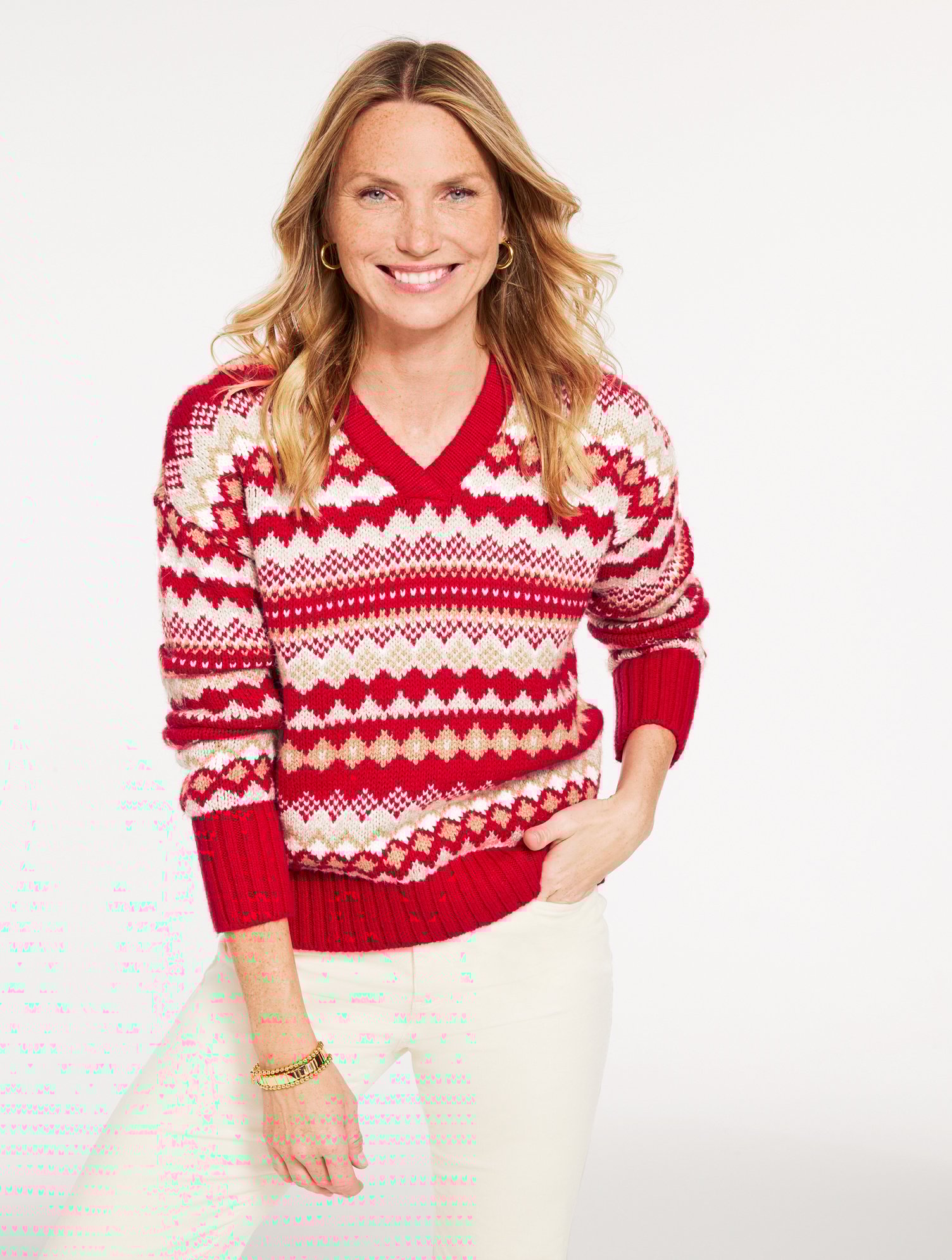 V-Neck Sweater - Twilight Fair Isle