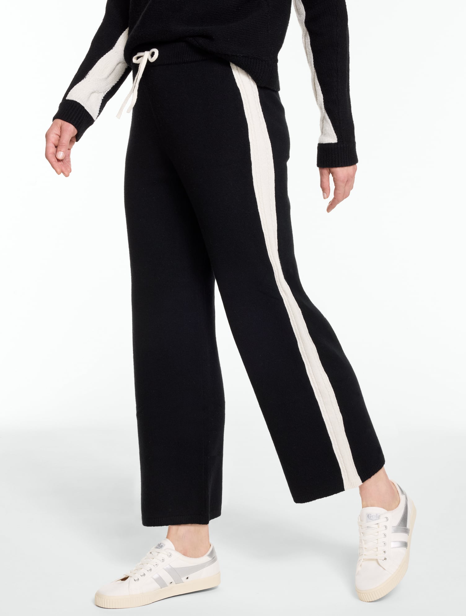 Cable Knit Wide Leg Sweater Pants
