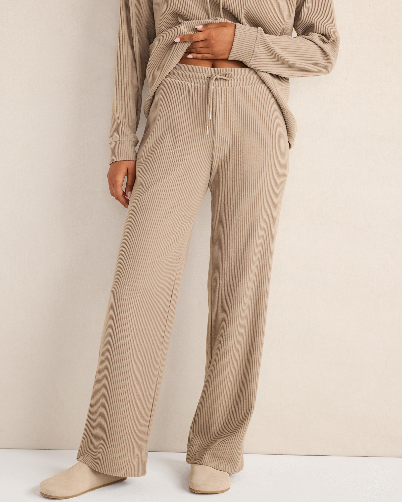 Ottoman Rib Straight Leg Pants