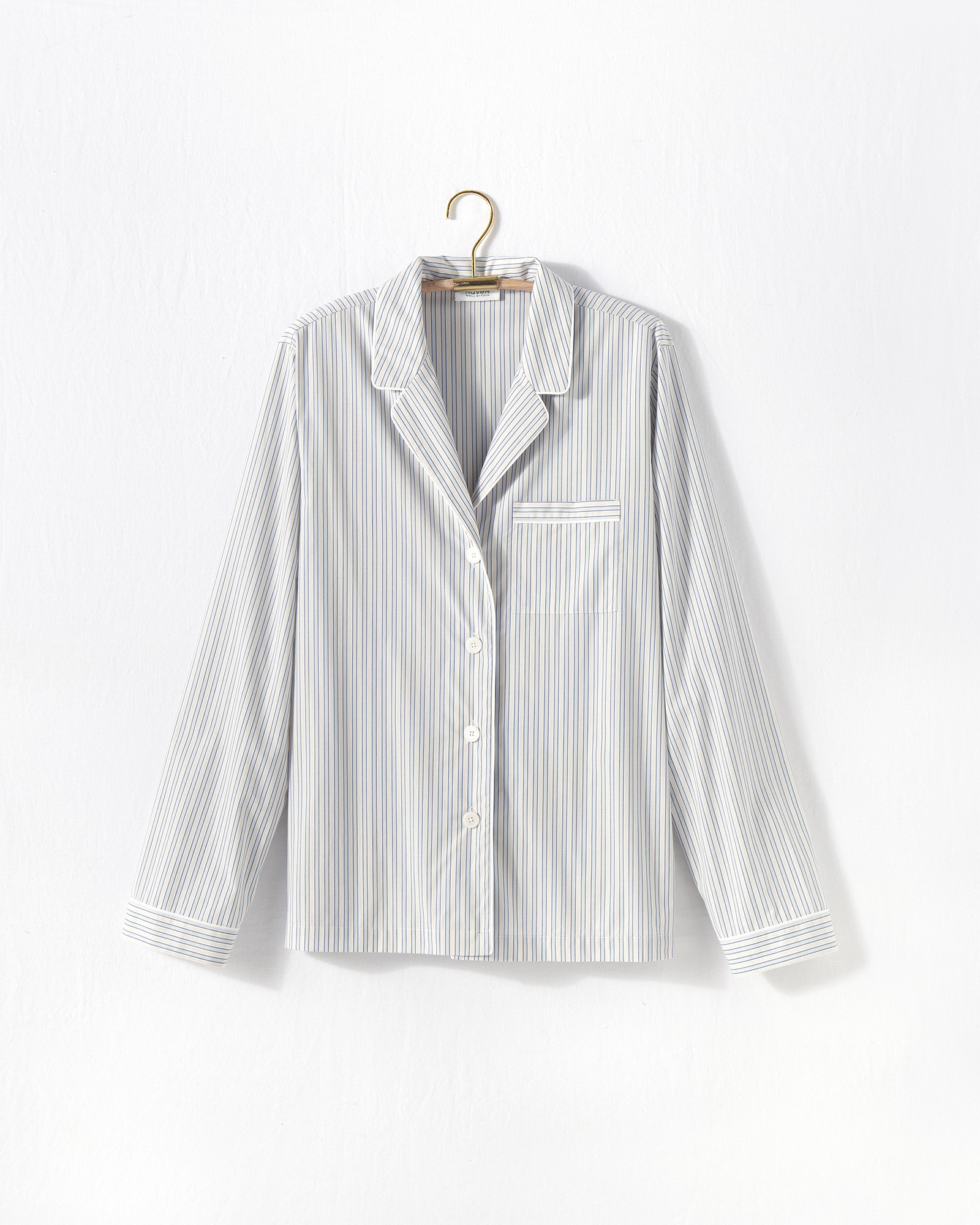 Talbots Organic True Cotton Tonal Striped Pajama Shirt - Deflt Blue - Large  In Gray