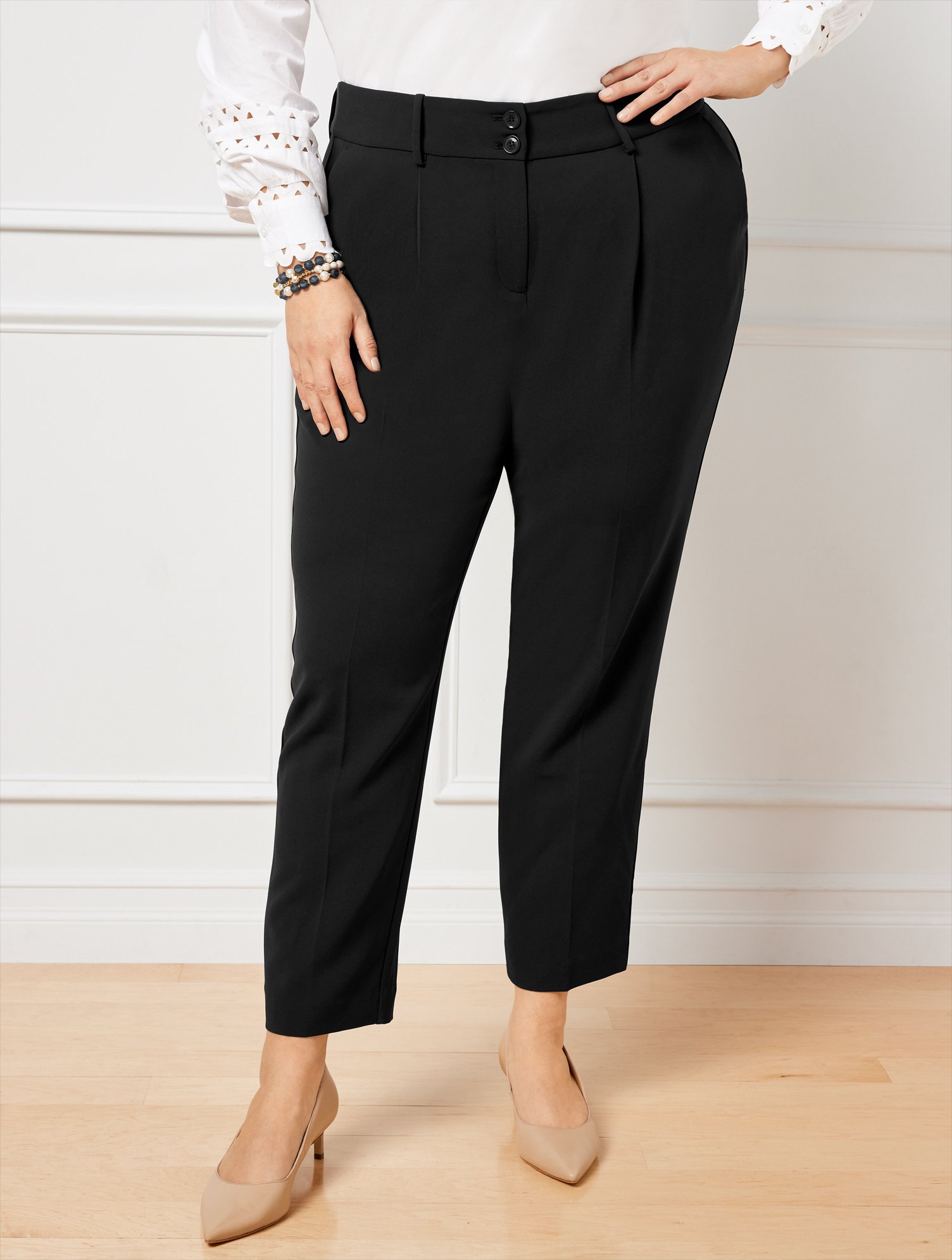 Talbots Easy Travel Tapered Ankle Pants - Black - 16