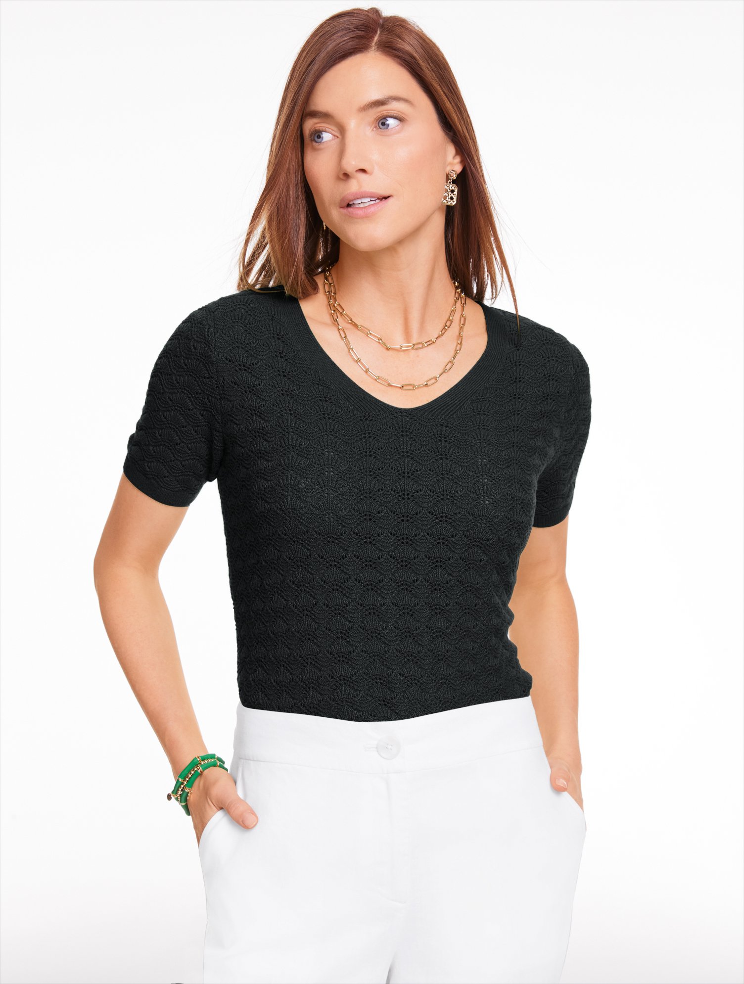 Short Sleeve V-Neck Pullover