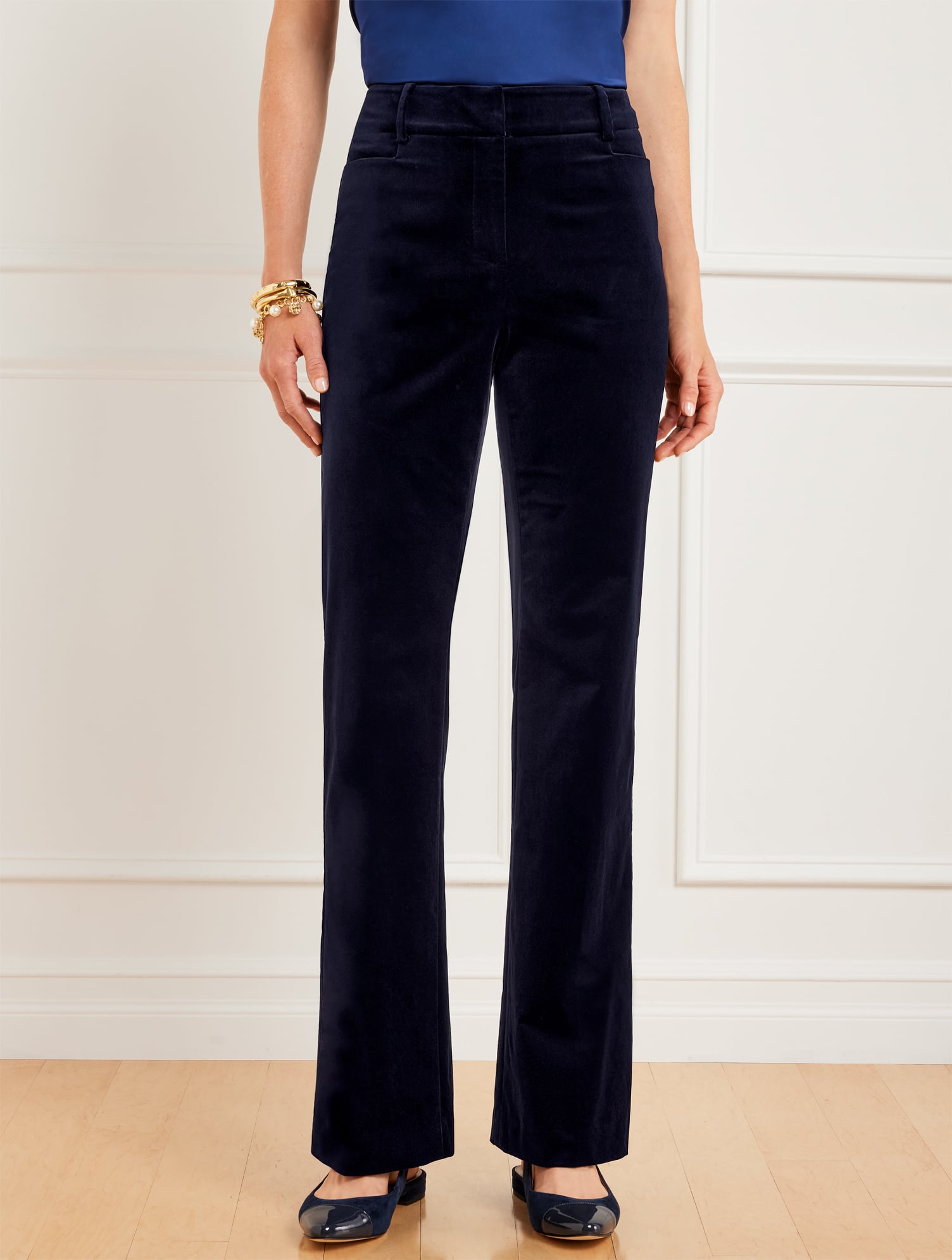 Women's Flare Leg Velveteen Pants - Blue - 16 Talbots