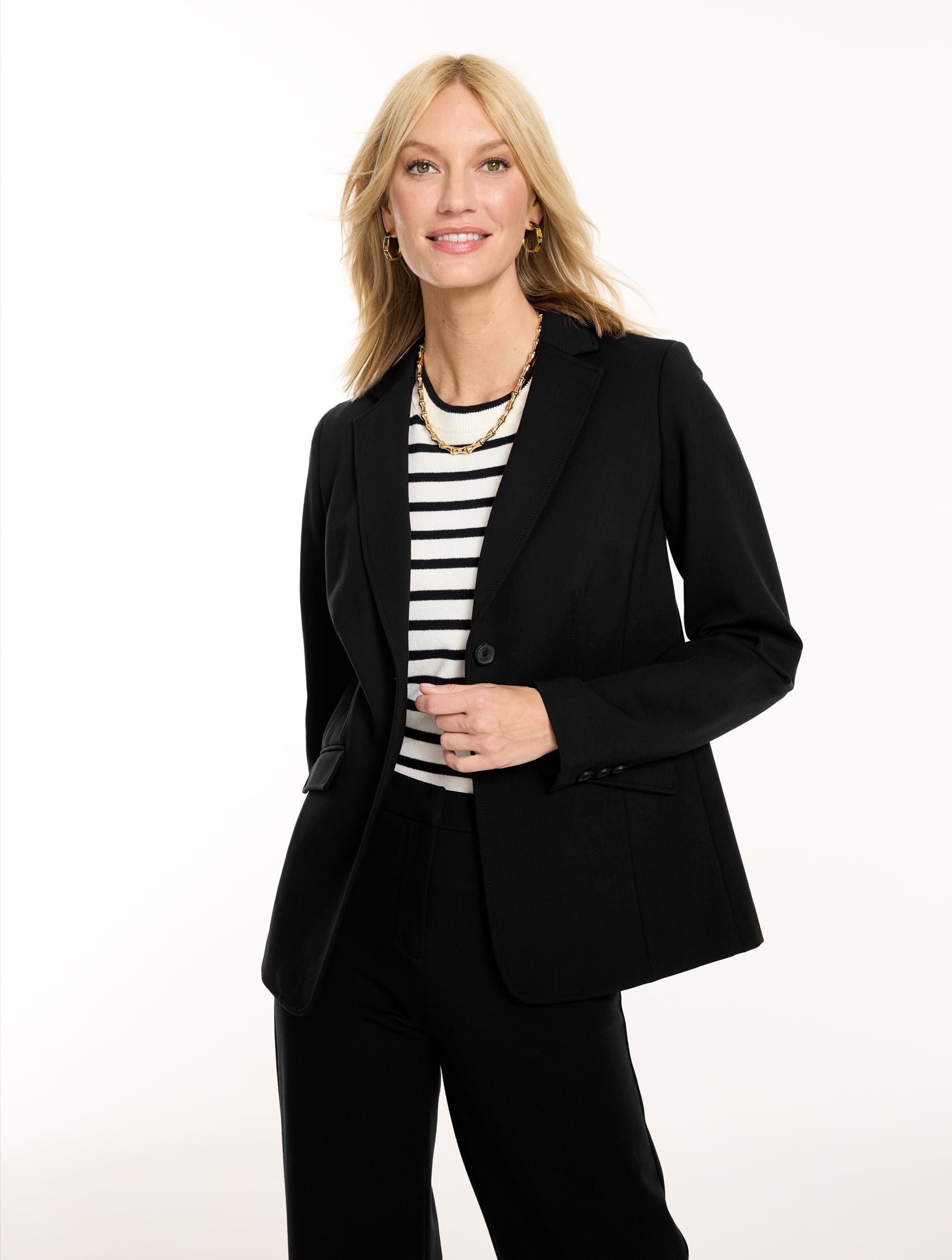 Talbots Polished Ponte Blazer - Black - 2