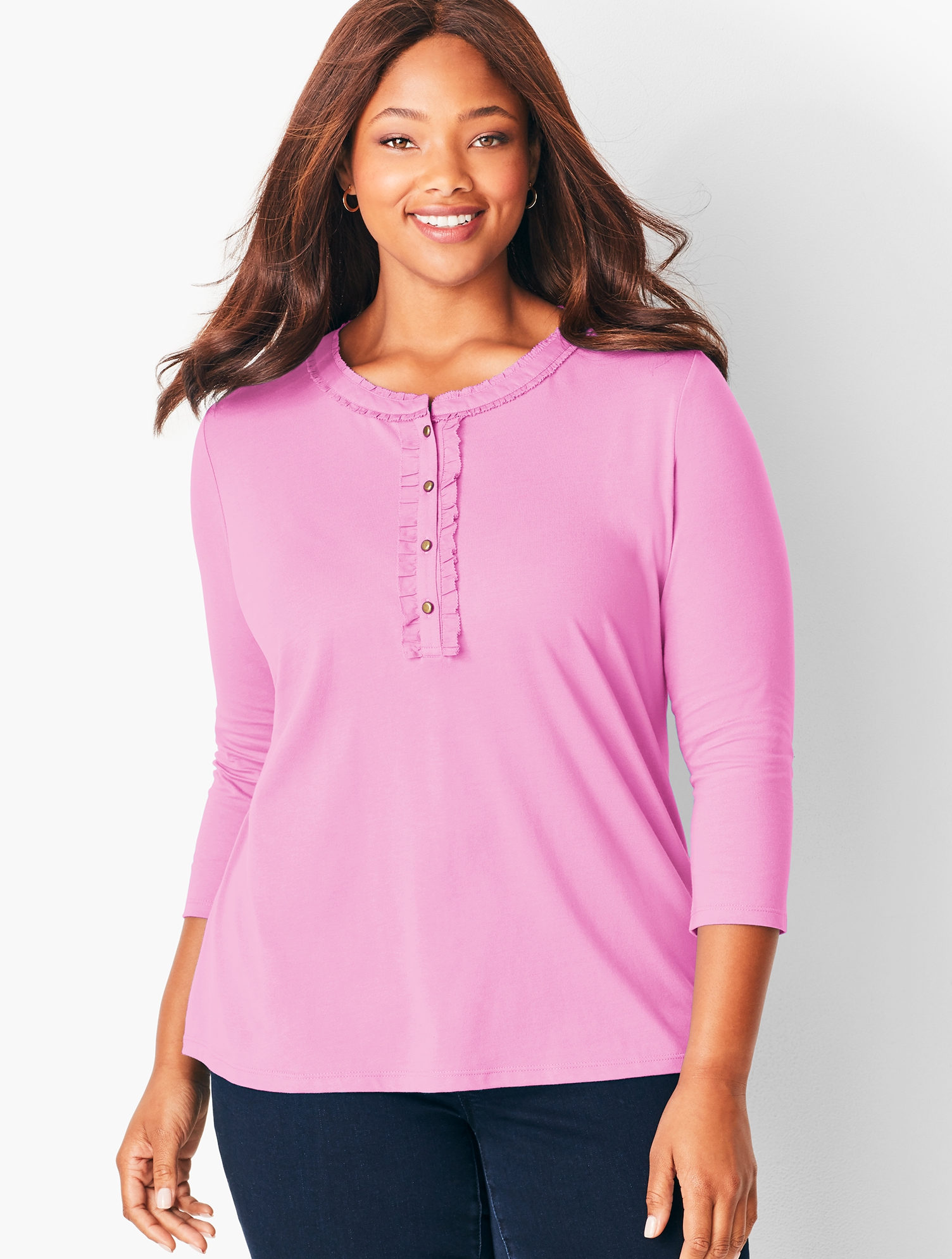 Feminine Henley Tee - Solid | Talbots
