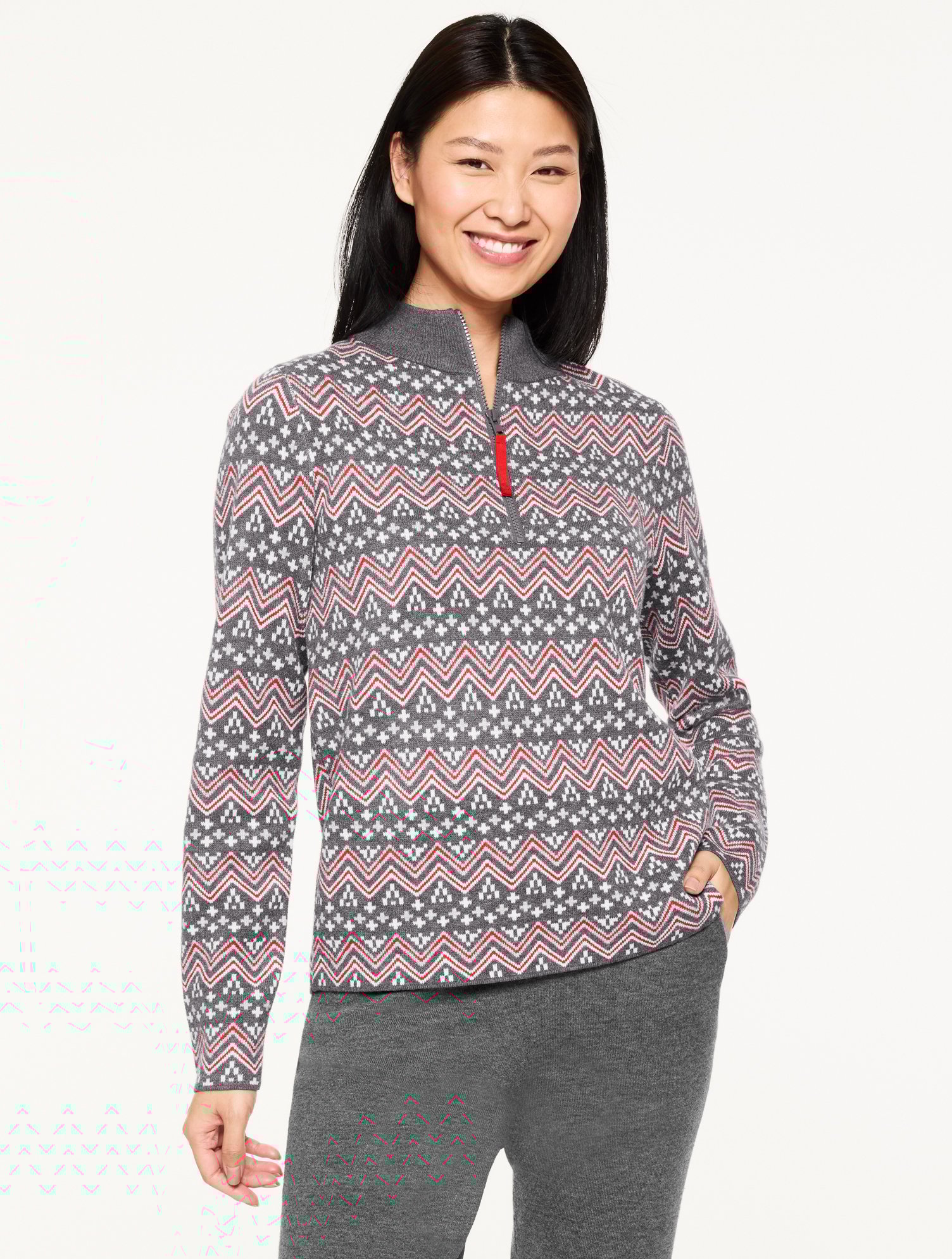 Half-Zip Sweater - Nordic Fair Isle