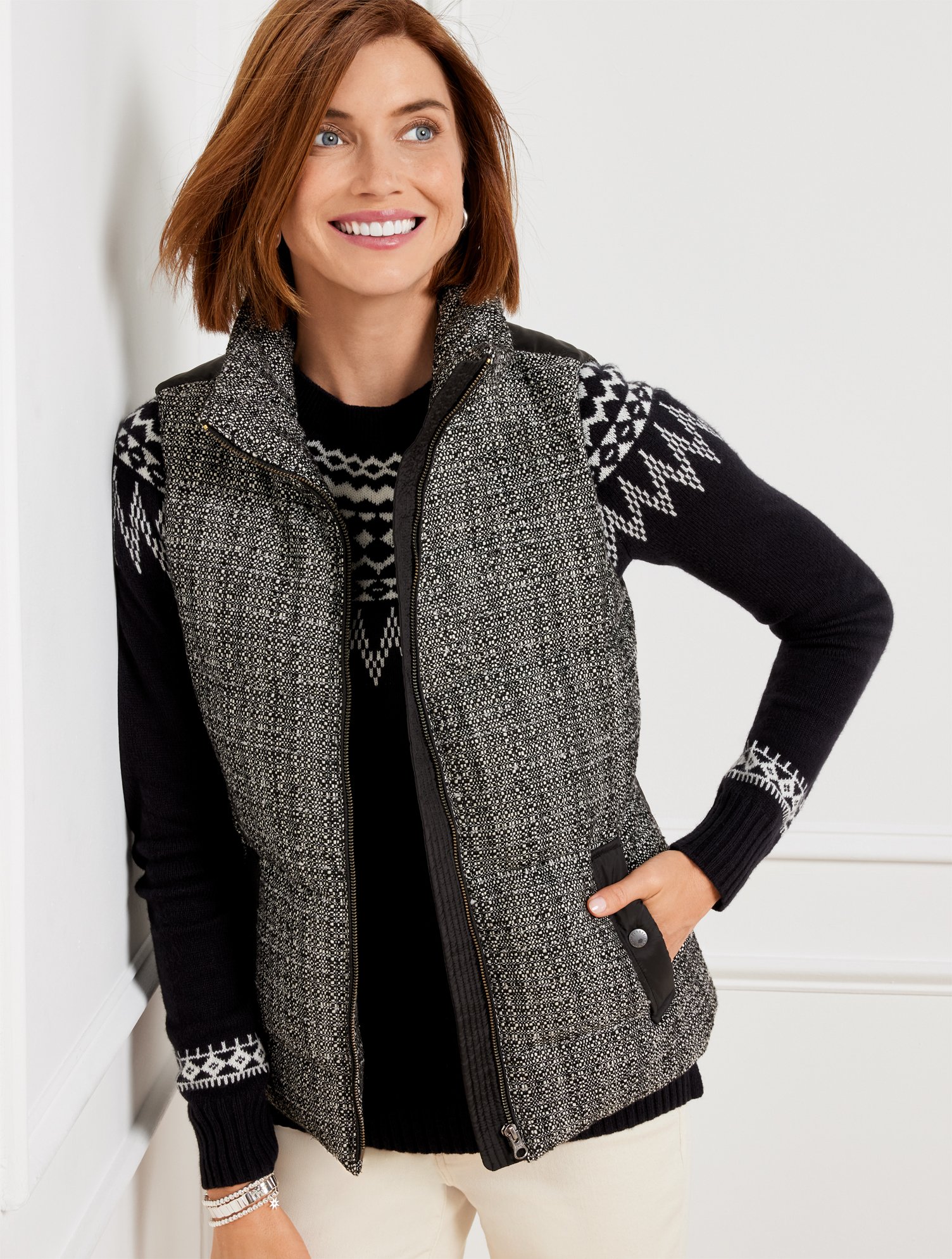 Down Puffer Vest - Forest Tweed | Talbots
