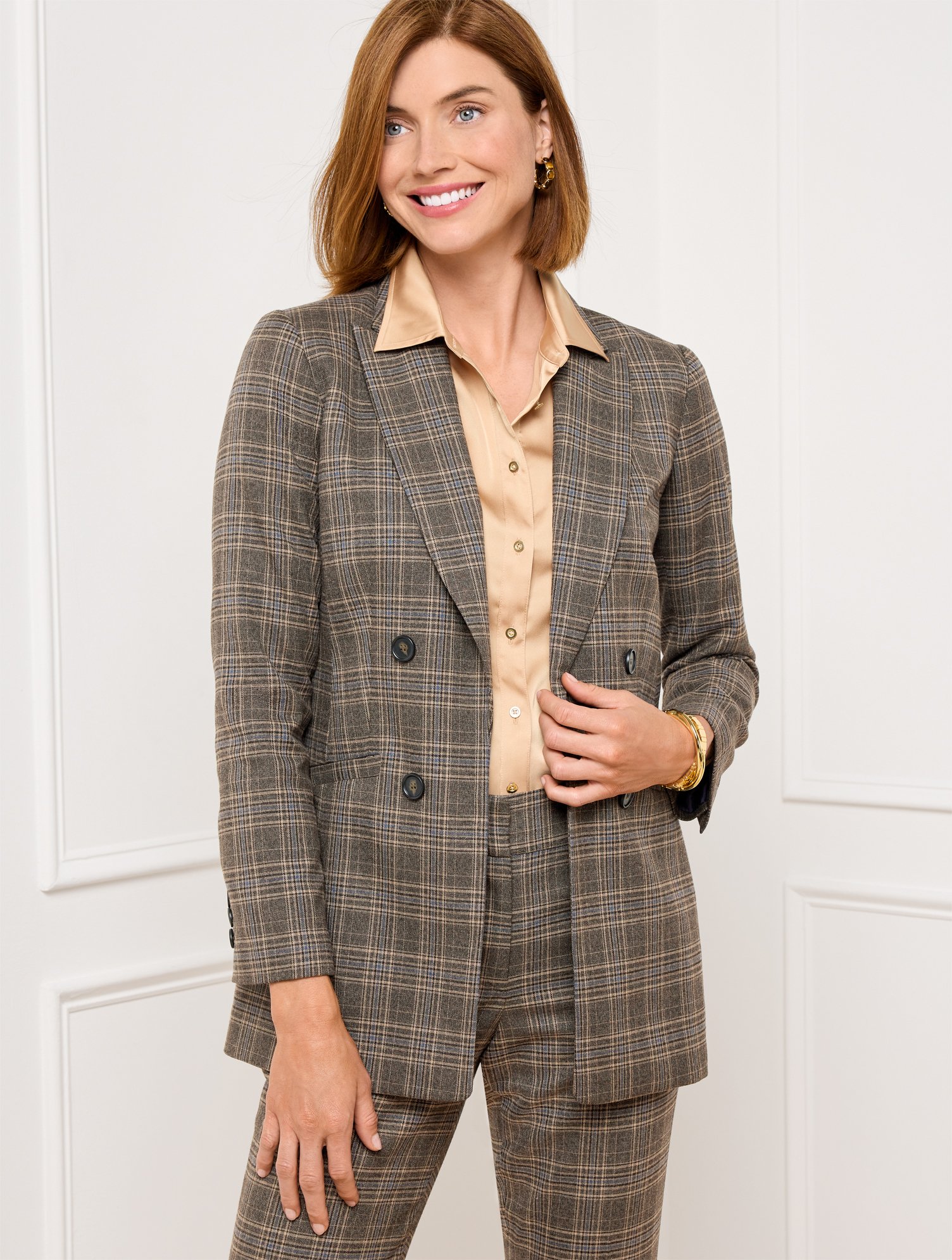 No Close Blazer Glen Plaid Talbots