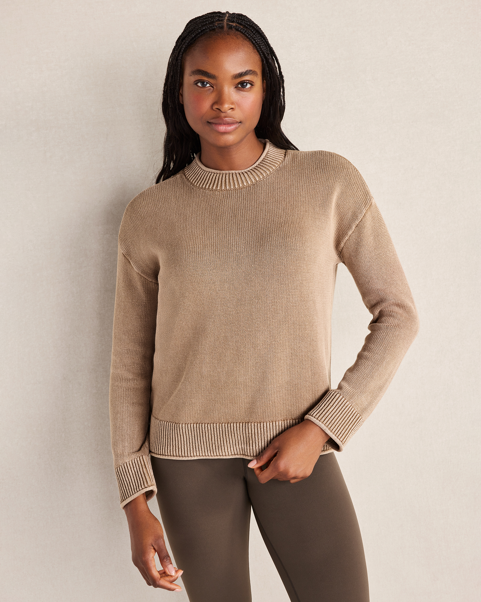 Garment-Dyed Organic Cotton Roll Neck Sweater