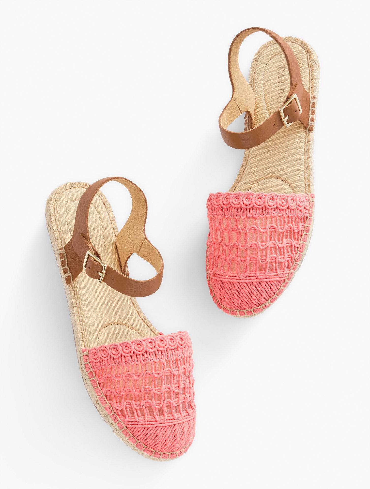 Talbots Izzy Corded Espadrille Flats - Sunset Rose - 10m - 100% Cotton  In Brown