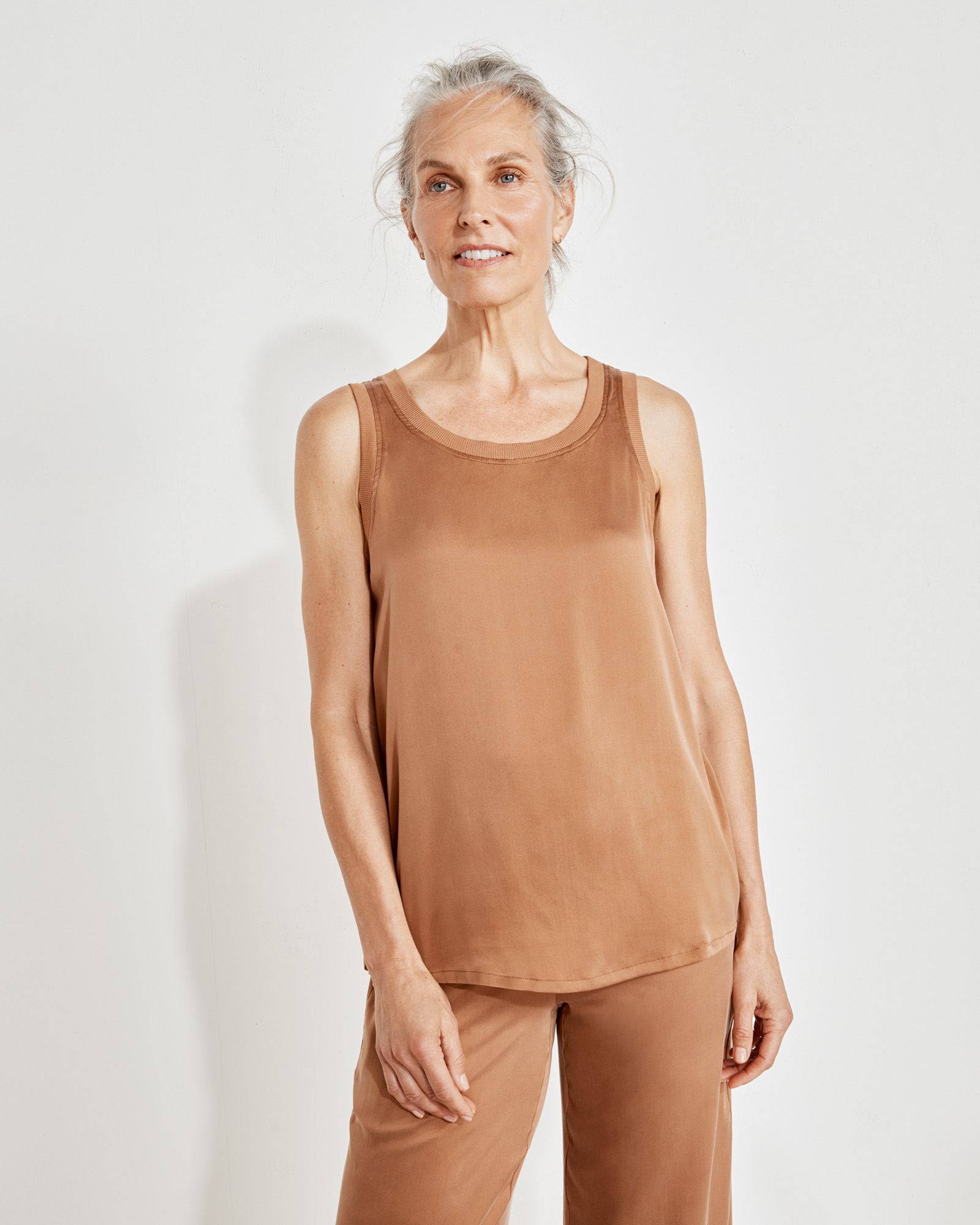 MAATEE Ex. WASHABLE SILK RIB TANK TOPトップス MAATEE&SONS Ex