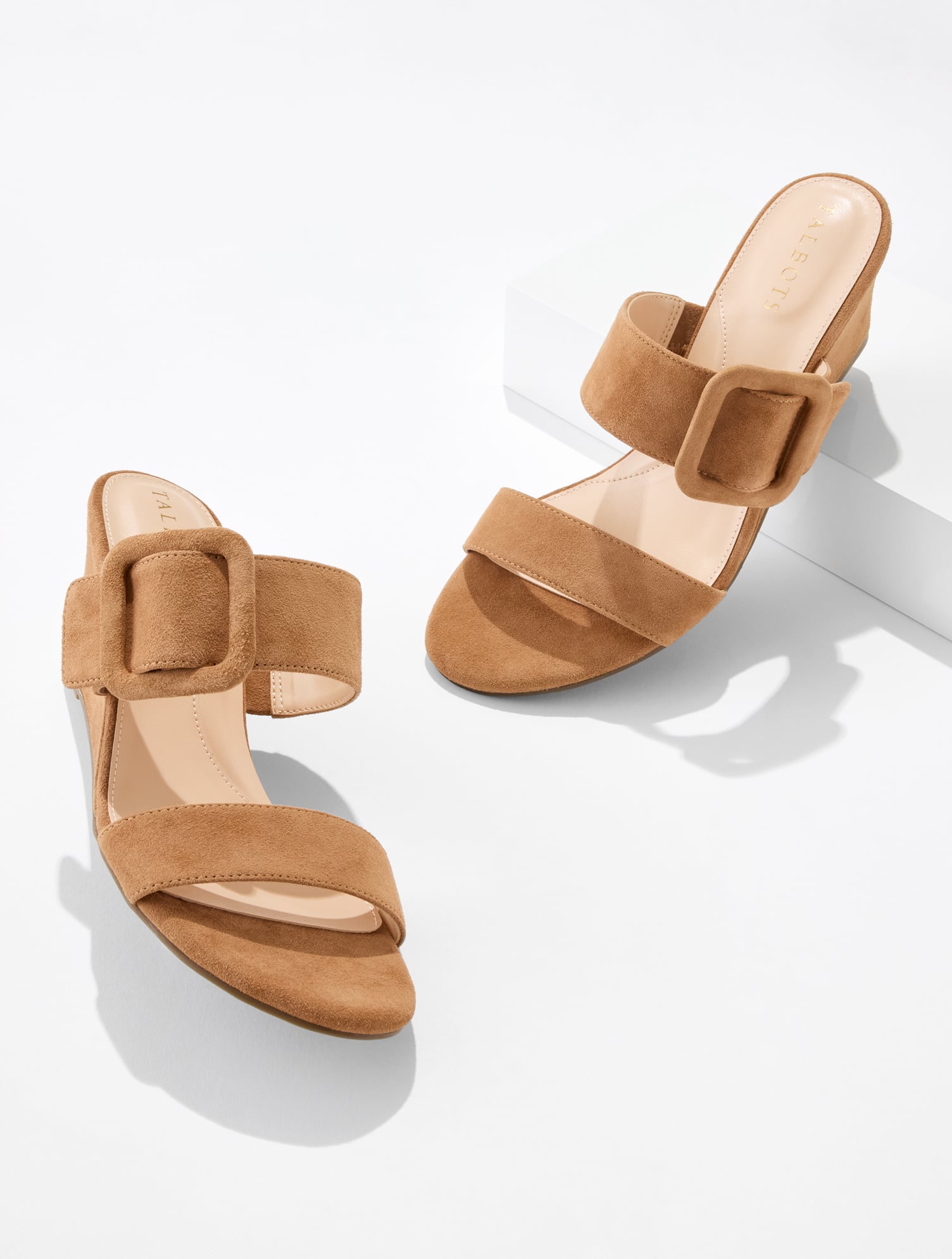Royce Buckle Wedge Sandals - Suede - thumbnail 5