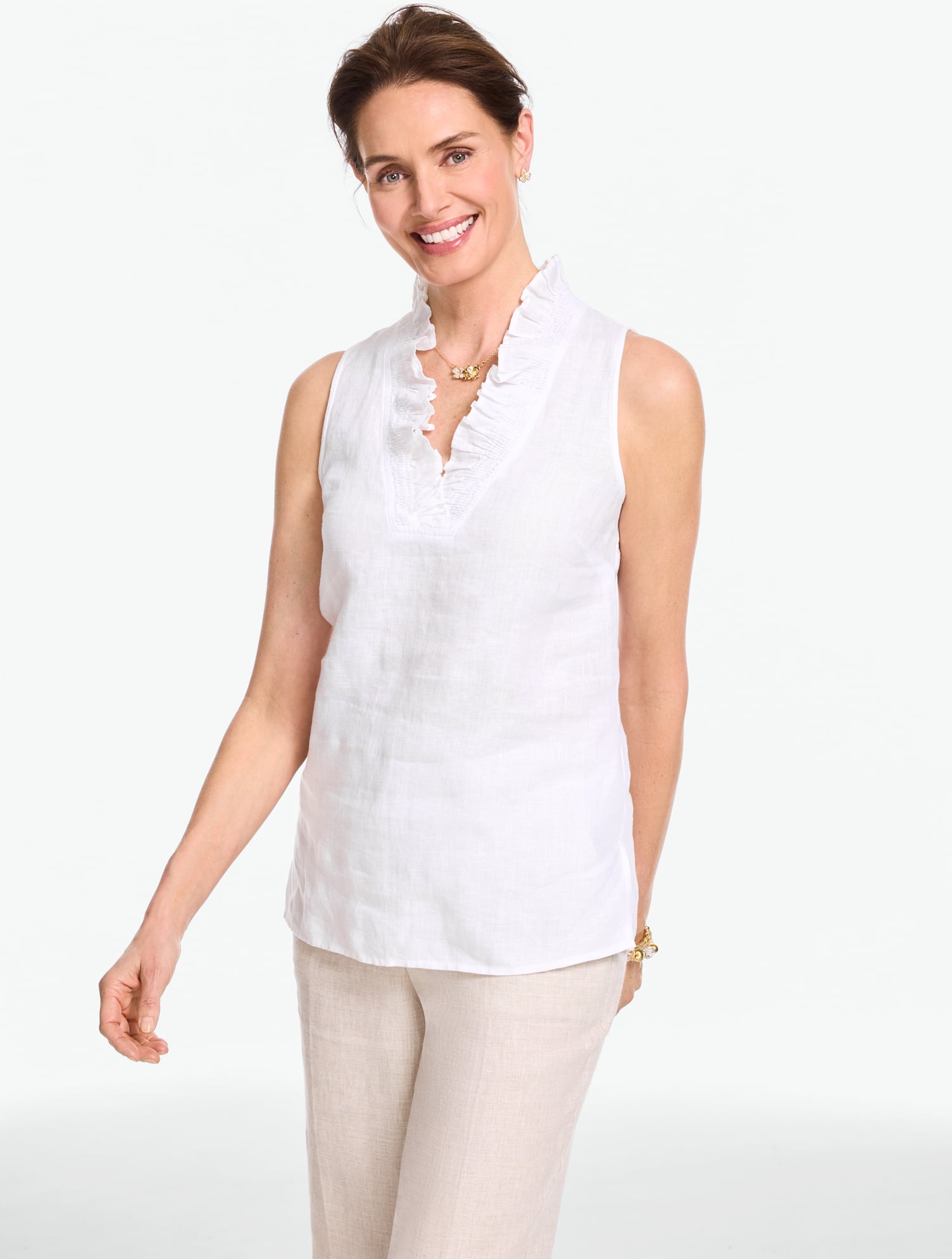Ruffle Linen Shell | Talbots