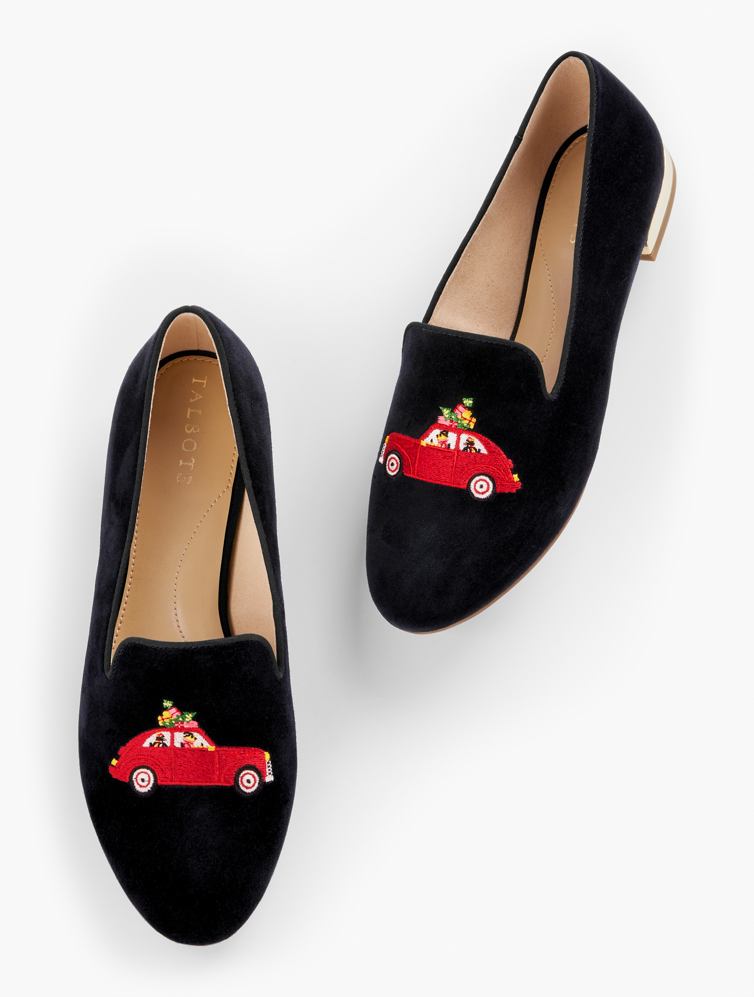 Talbots Ryan Embroidered Suede Loafers - Black - 9m
