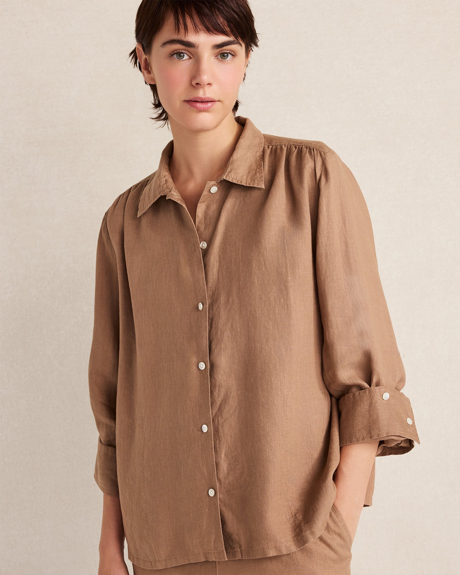 Everweave Linen Shirred Top