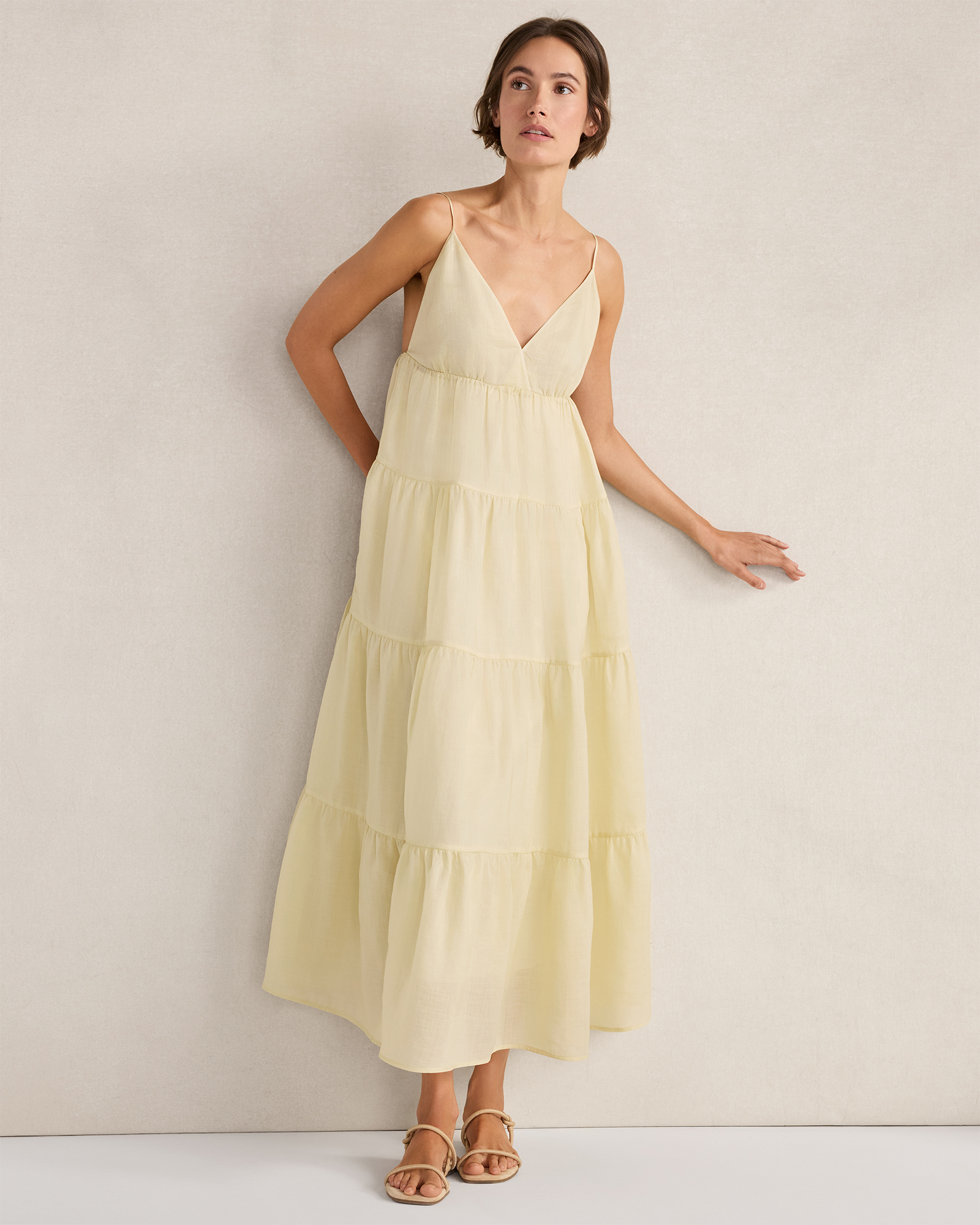 【Vermeerist BEAMS】Tiered Dress Ramie Blend Tiered Maxi Dress | Haven Well Within