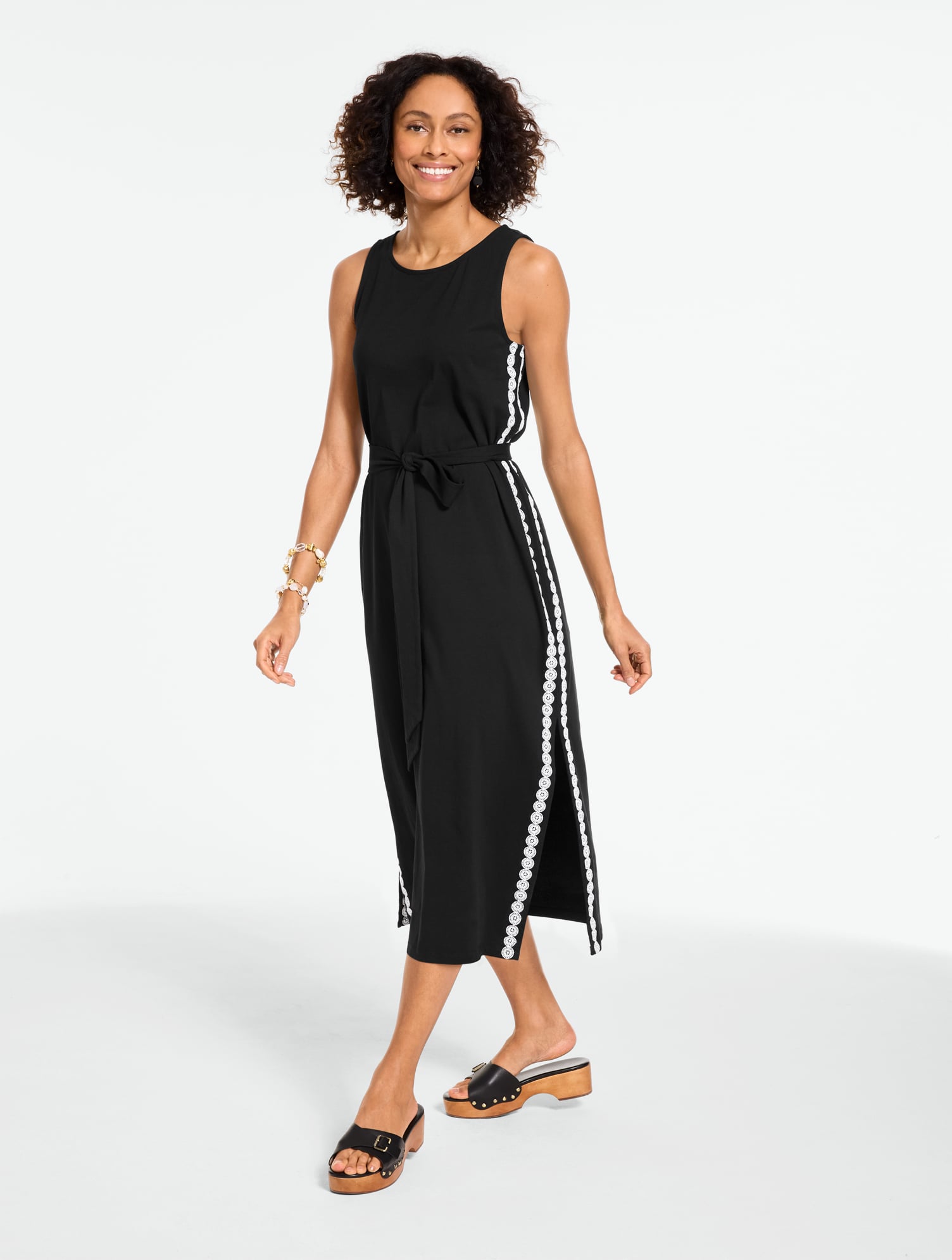 Lace Yoke Gauze Swing Dress | Talbots