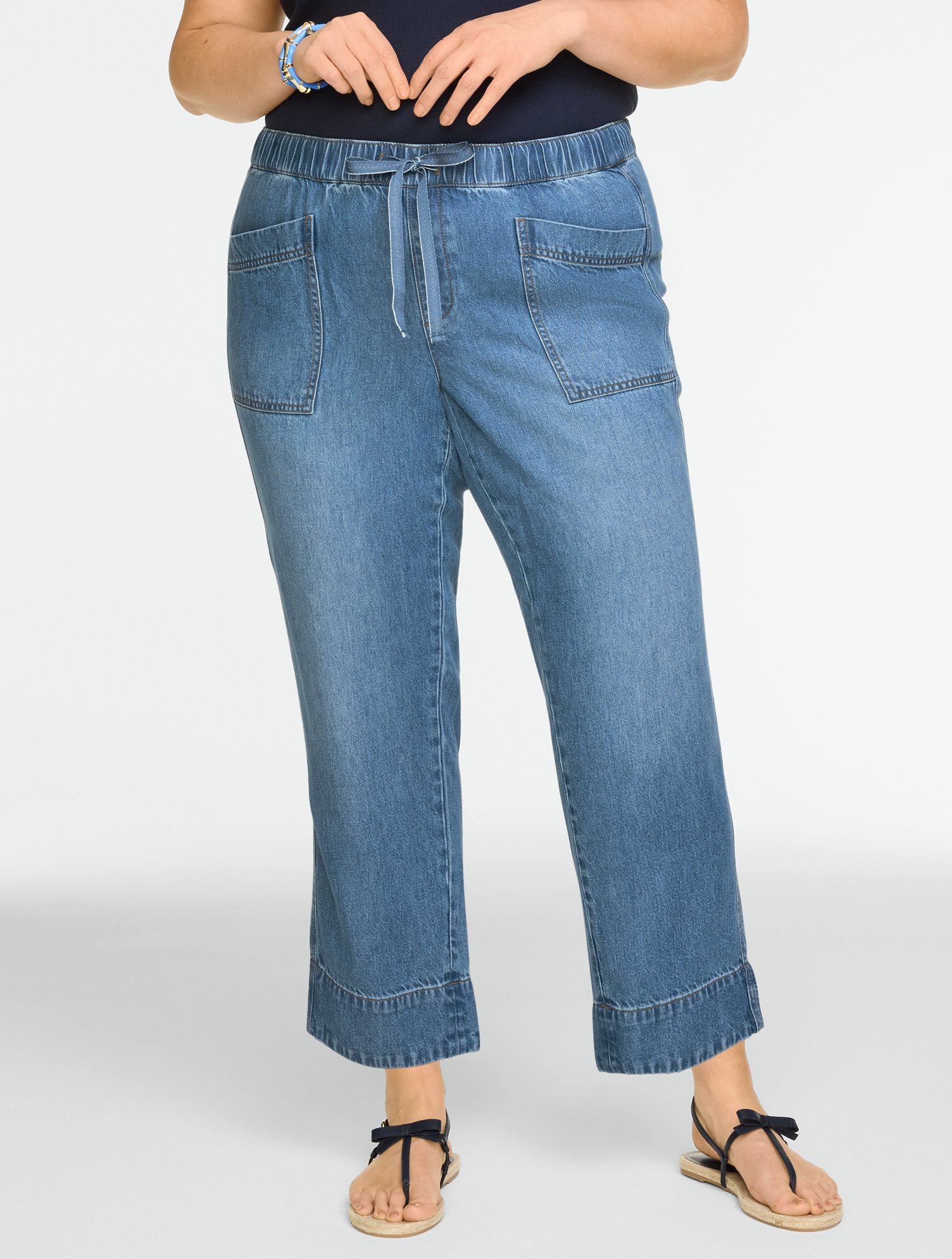 Straight Crop Pull-On Jeans - Sedona Wash
