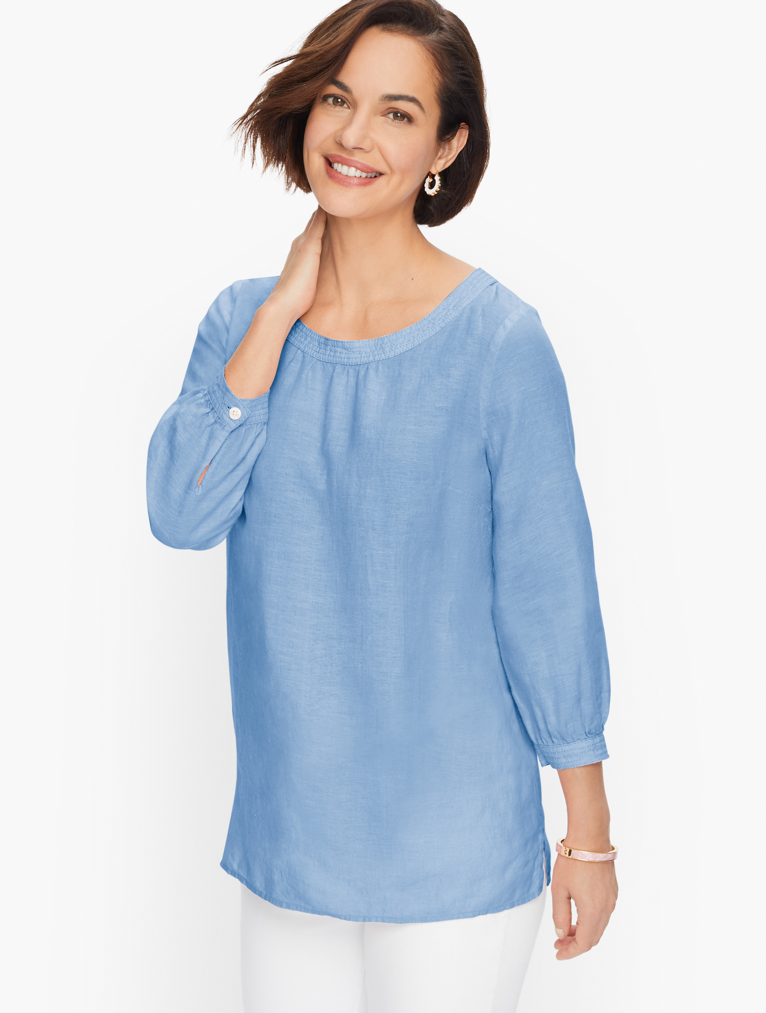 Linen Button-Back Blouse - Cross Dyed | Talbots