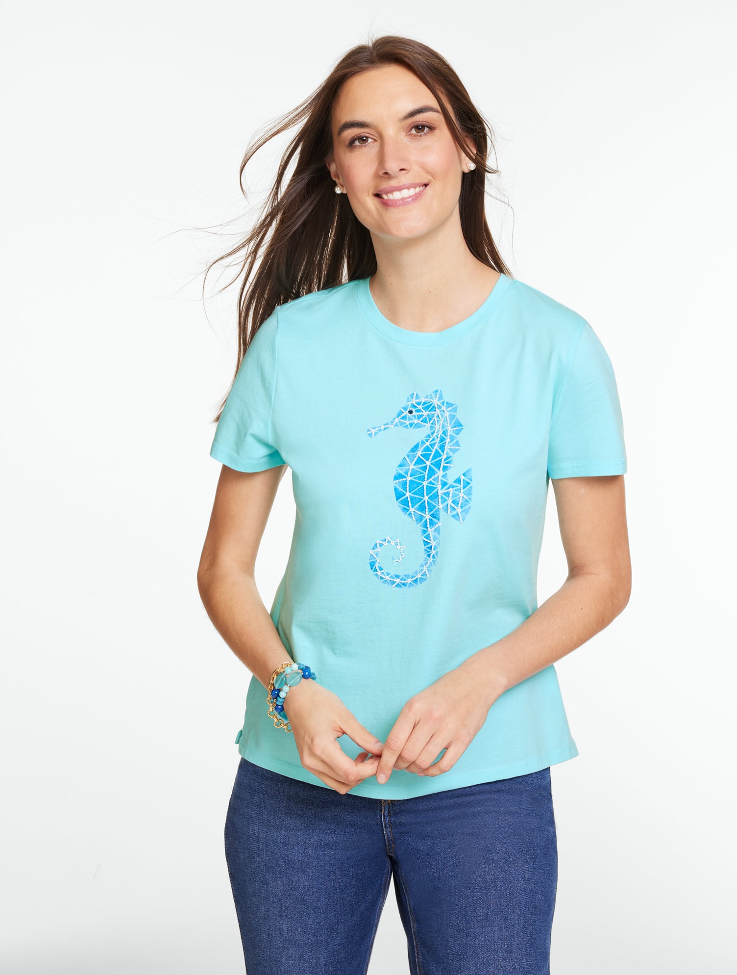 Short Sleeve Crewneck Tee  - Seahorse